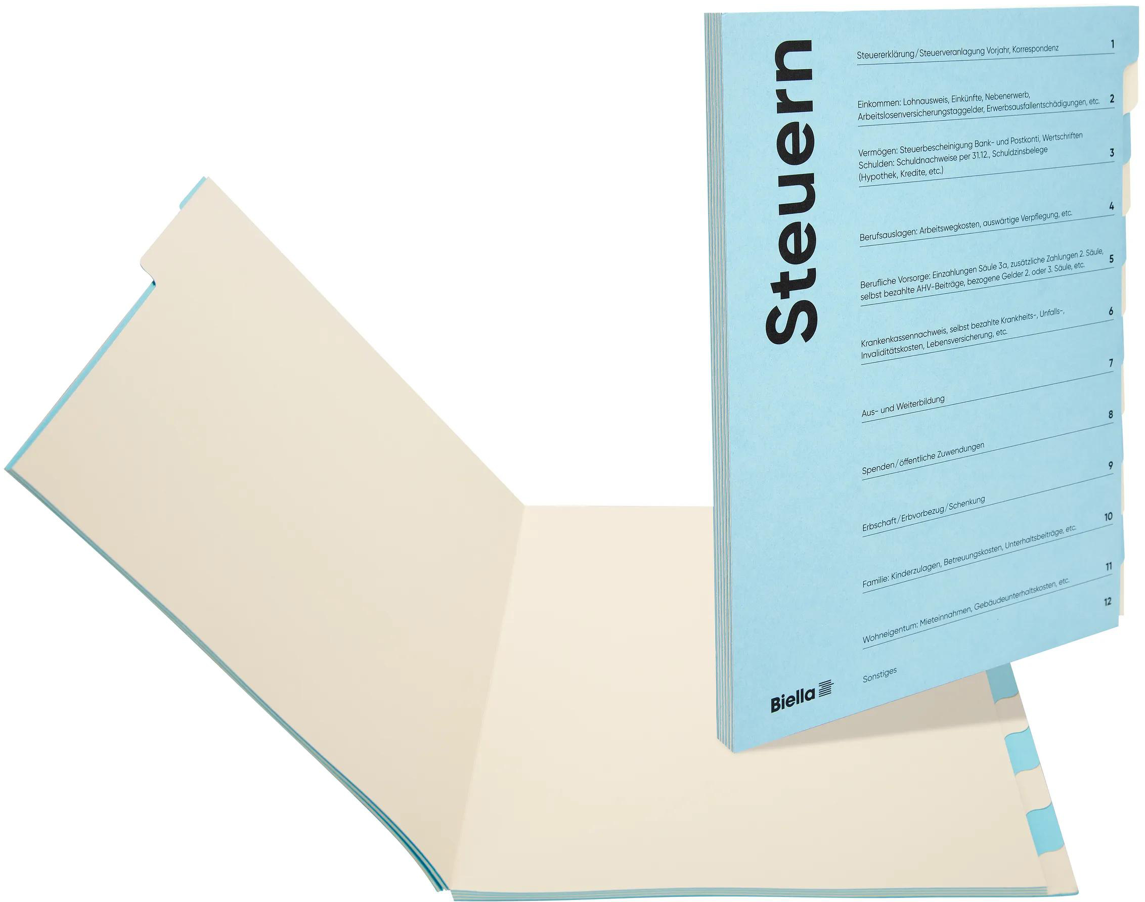 BIELLA Spezialmappe Steuern A4 326011290U deutsch 12 Fächer