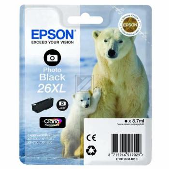 EPSON Tintenpatrone 26XL ph.schwarz T263140 XP 700/800 400 Seiten EPSON Tintenpatrone 26XL ph.schwarz T263140 XP 700/800 400 Seiten