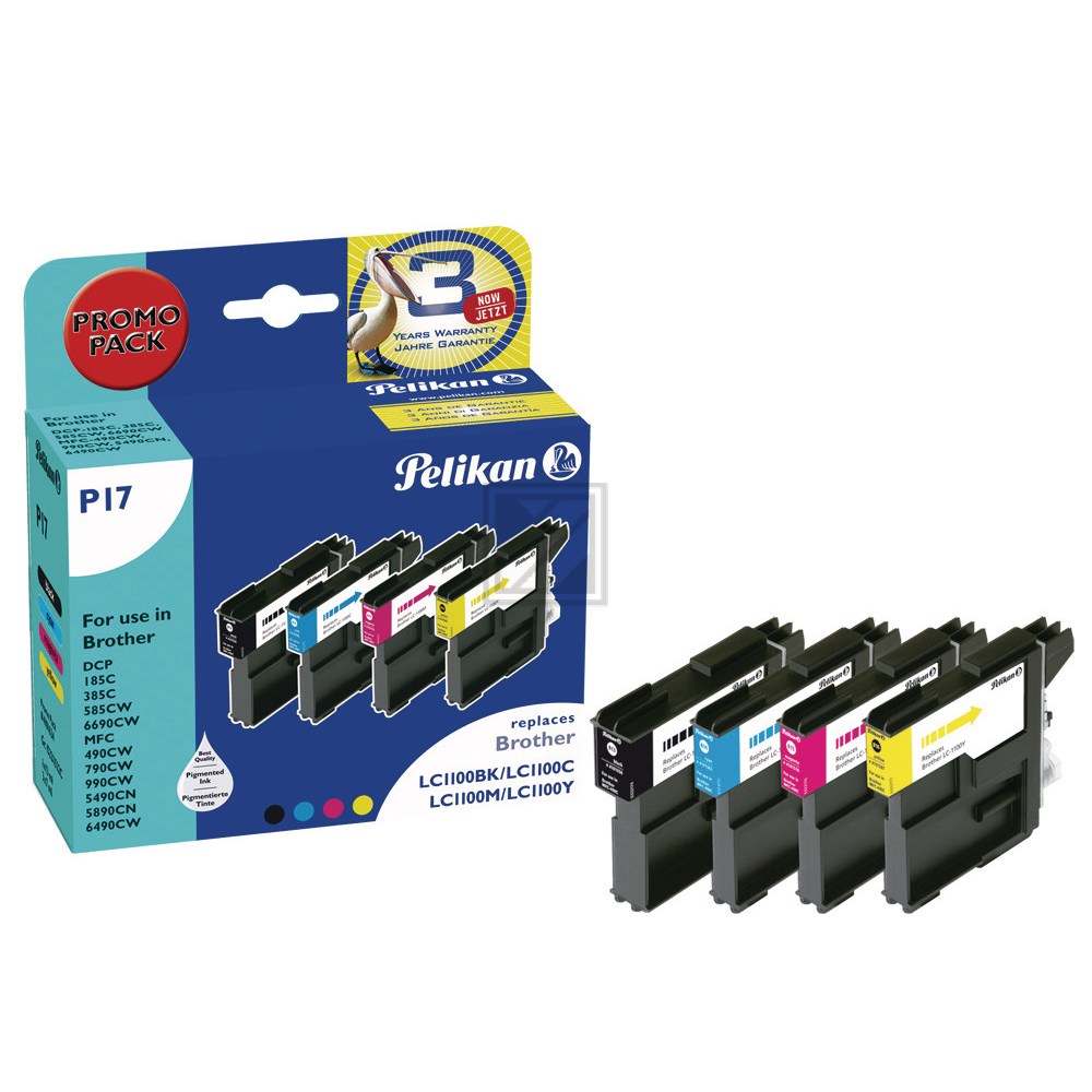 PELIKAN Valuepack P17 BKCMY LC-1100VALPE zu Brother MFC-490C 13/8ml