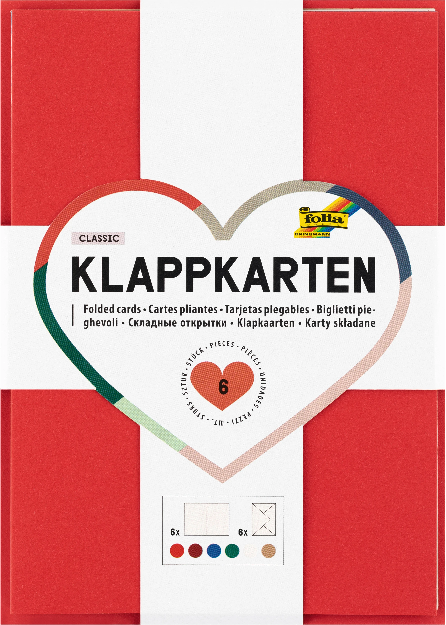 FOLIA Klappkarten A6 150691 220g, Classic 6 Stk. ass.