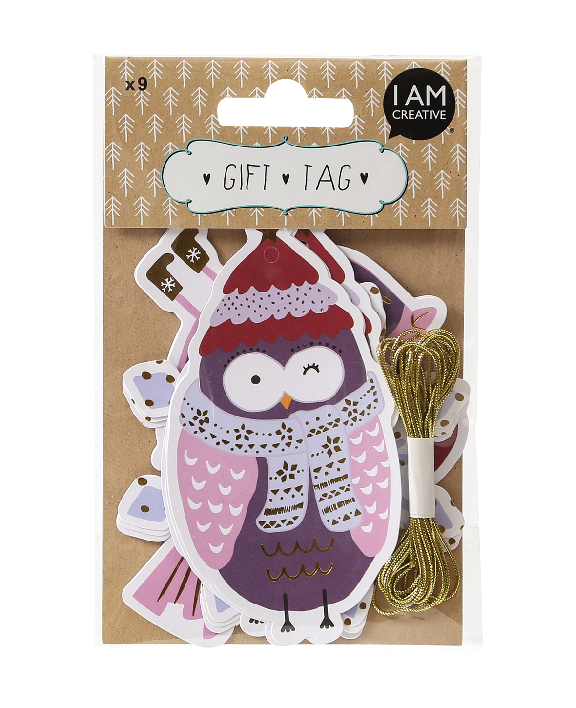 I AM CREATIVE Geschenkanhänger X-mas 4088.96 Eule, Vogel & Kugel 9 Stück