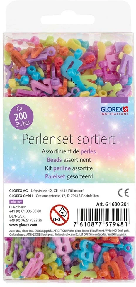 GLOREX Buchstabenperlen 61630201 Satte-Töne 200 Stück
