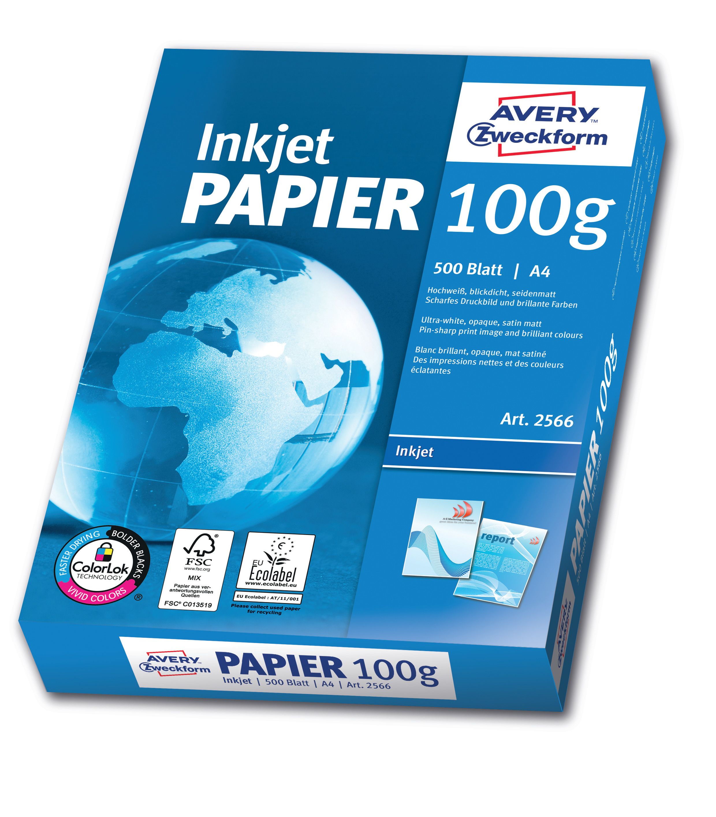 AVERY ZWECKFORM InkJet-Papier A4 2566 100g, weiss 500 Blatt