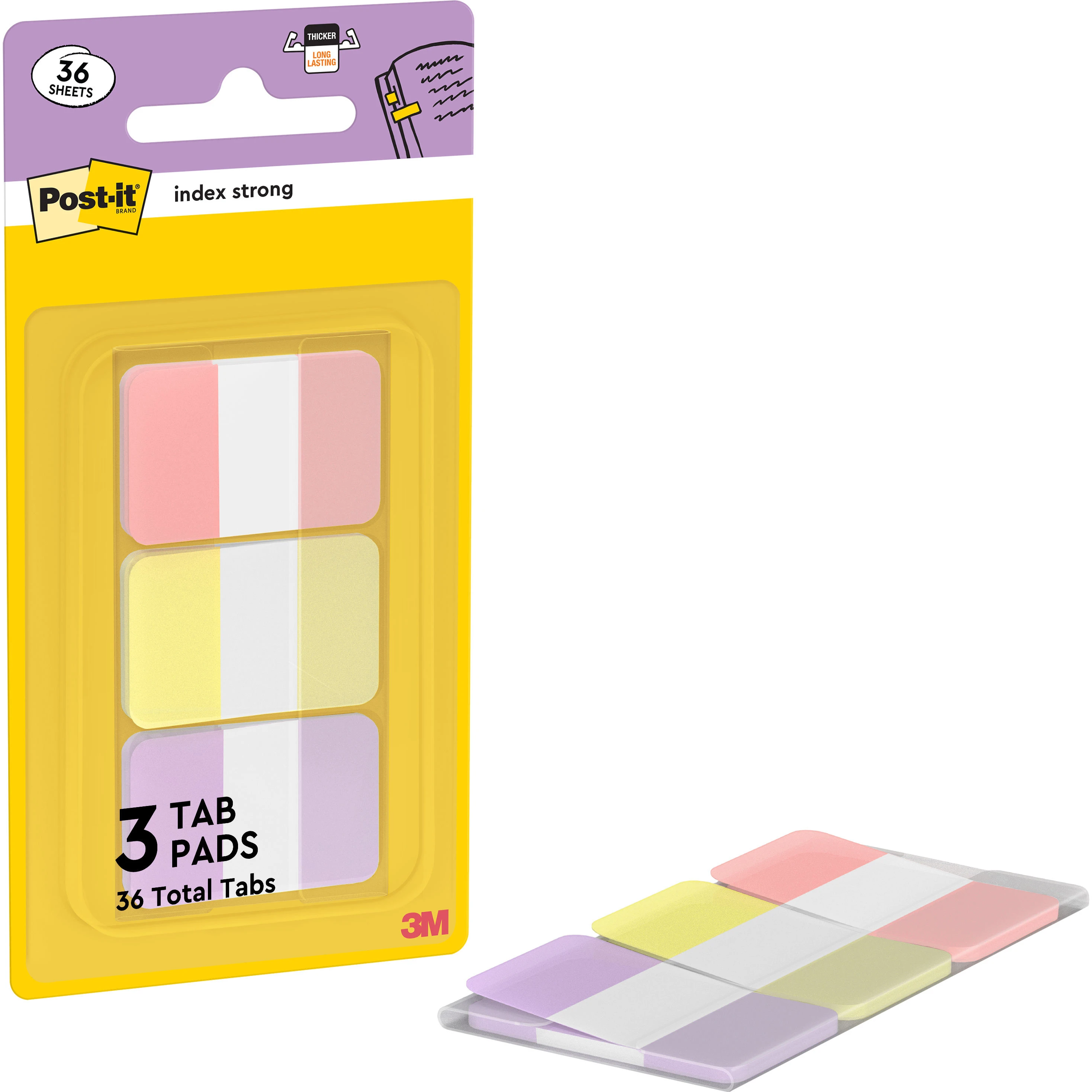 POST-IT Haftstreifen Index 25.4x38.1mm 686-3SUN Strong, pastell 3x12 Blatt