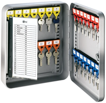 RIEFFEL SWITZERLAND Schlüsselkasten KyStor grau A15611 24,2x30x8cm 28 Haken