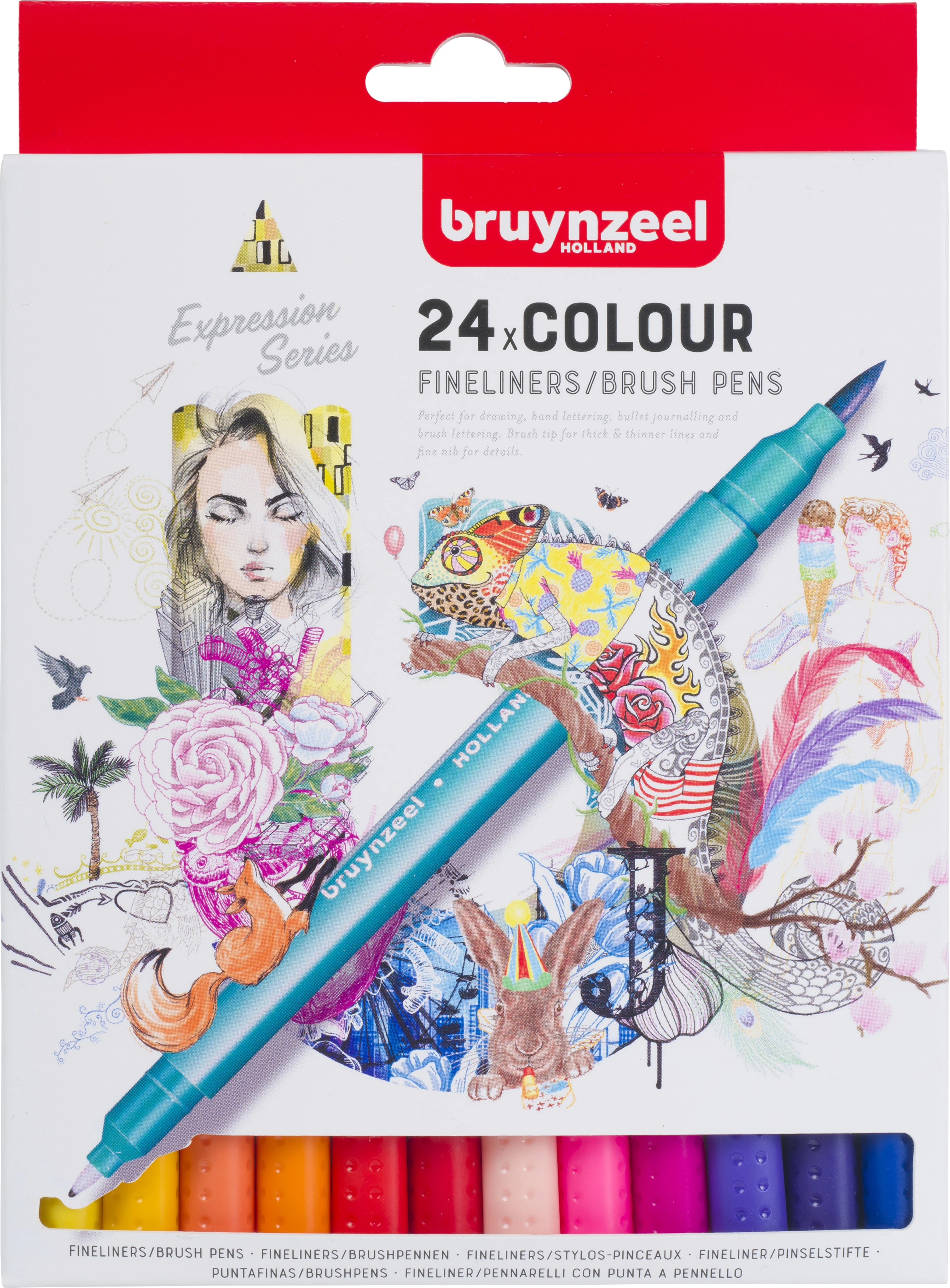 BRUYNZEEL Fineliner/Brushpen Set 60325024 assortiert 24 Stück