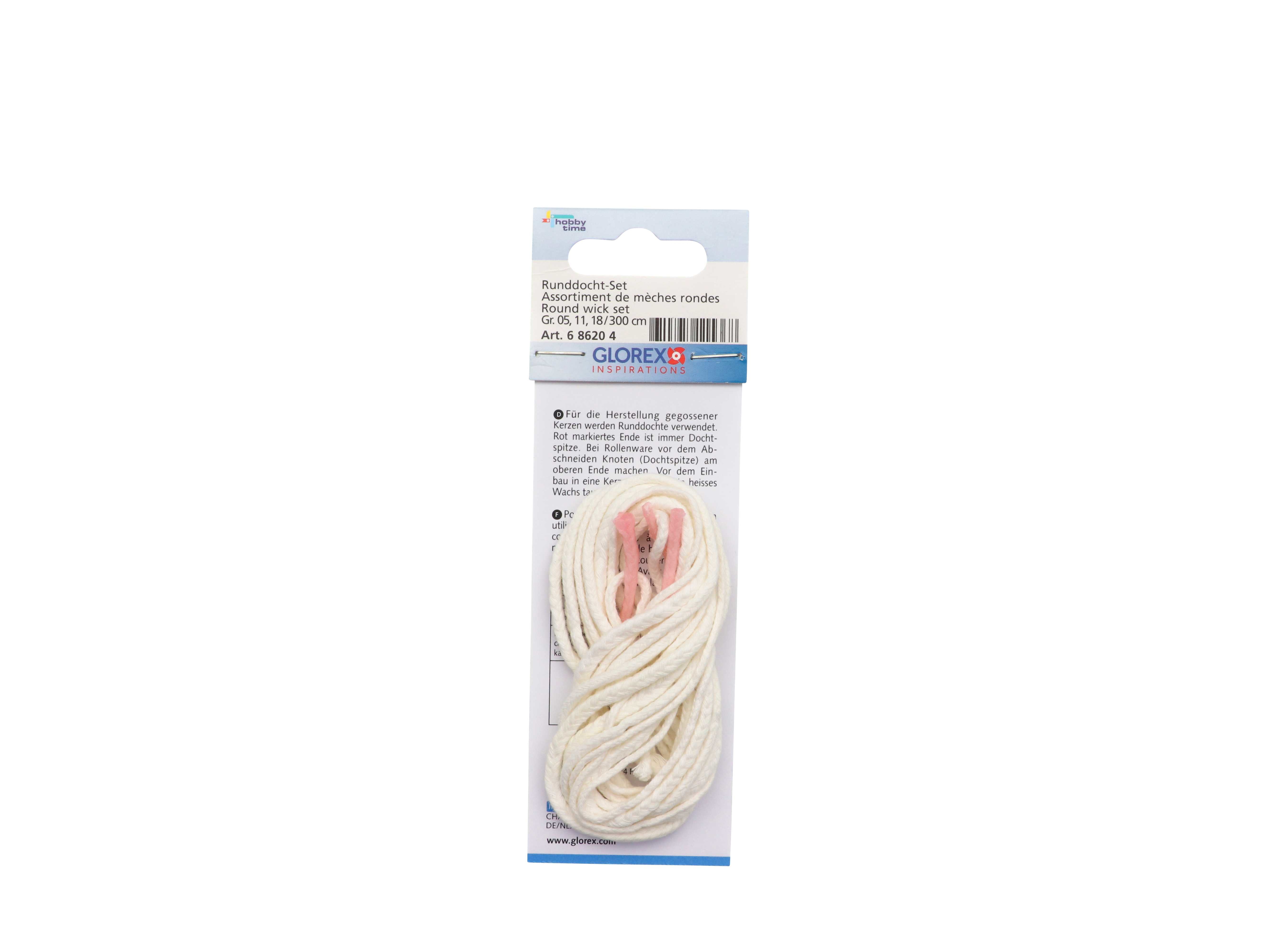 GLOREX Kerzendocht-Set 100cm 686204 Gr. 5,11,18