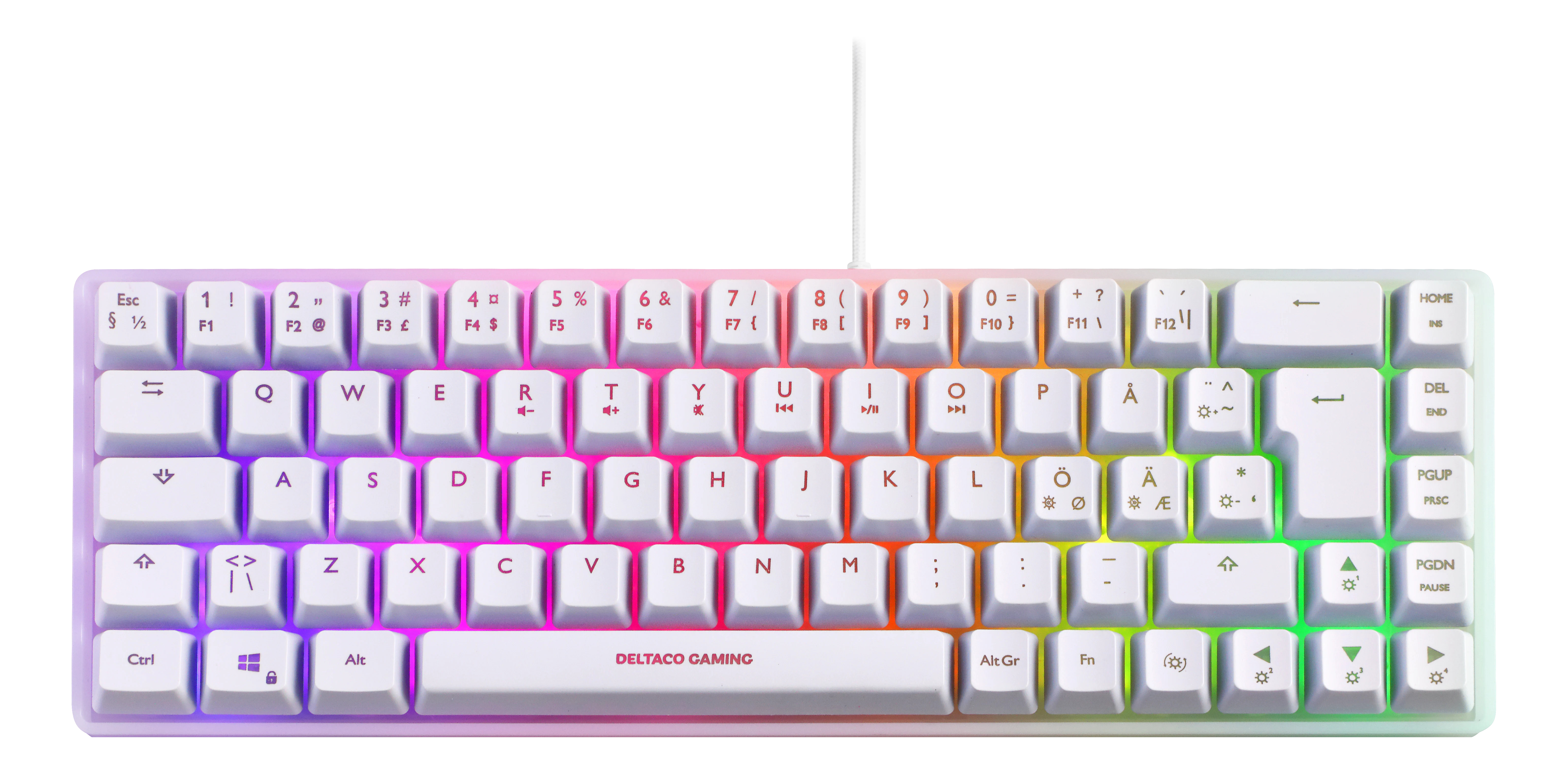 DELTACO TKL Gaming Keyboard membrane GAM-158-W RGB CH-Layout, White