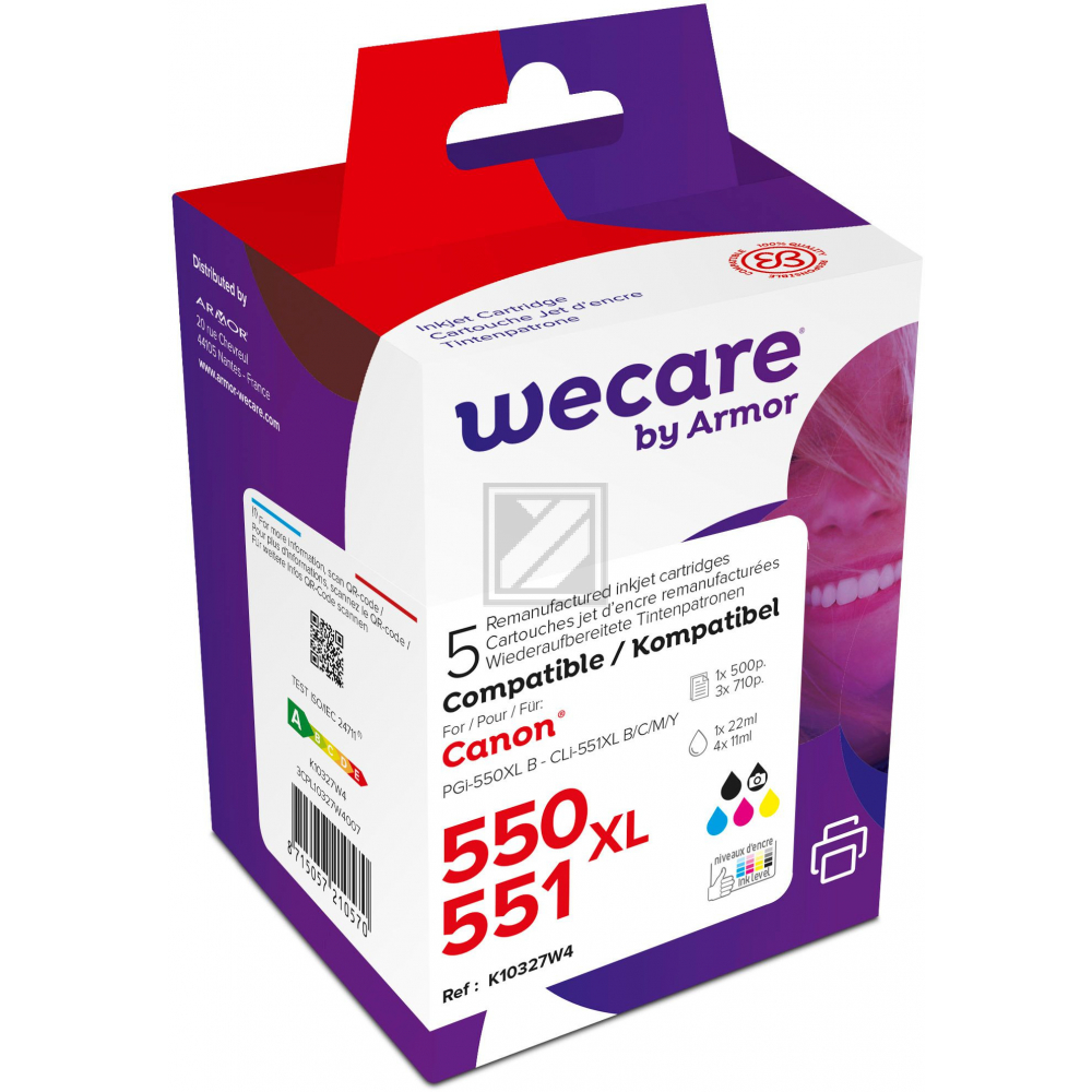 WECARE Multi rebuilt 550/551 BKCMY PGI550/CLI551WE z.Canon PIXMA MG5450 22(4x11ml