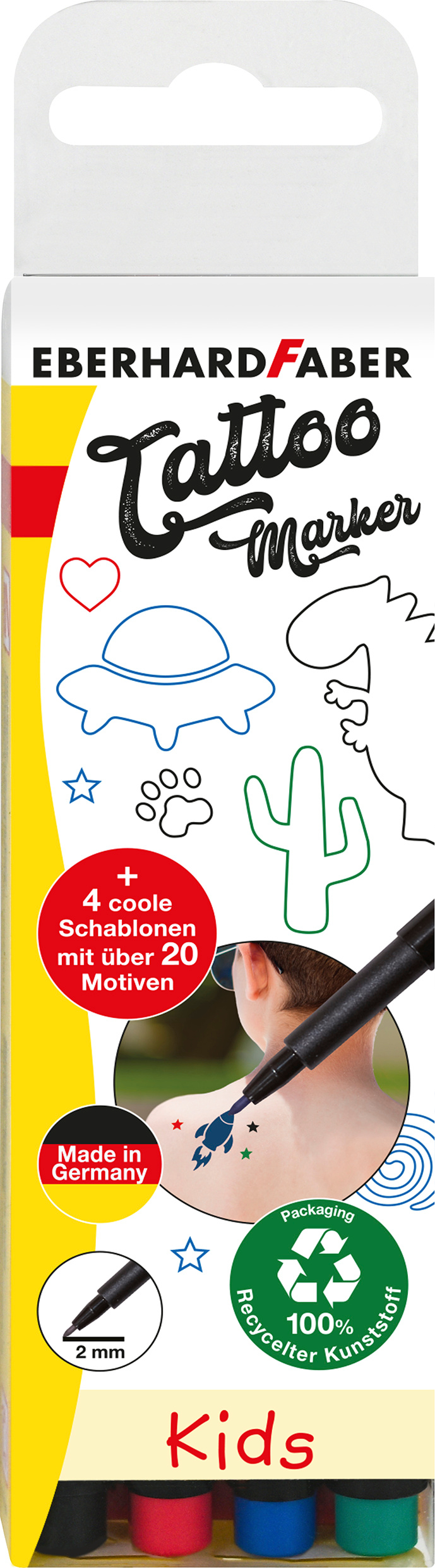 EBERHARD FABER Tattoostifte Set 559504 Kids, 4 Farben