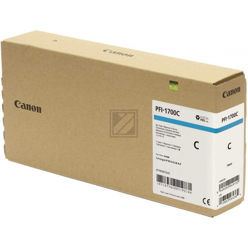 CANON Tintenpatrone cyan PFI1700C iPF PRO-2000/PRO-6000S 700ml CANON Tintenpatrone cyan PFI1700C iPF PRO-2000/PRO-6000S 700ml