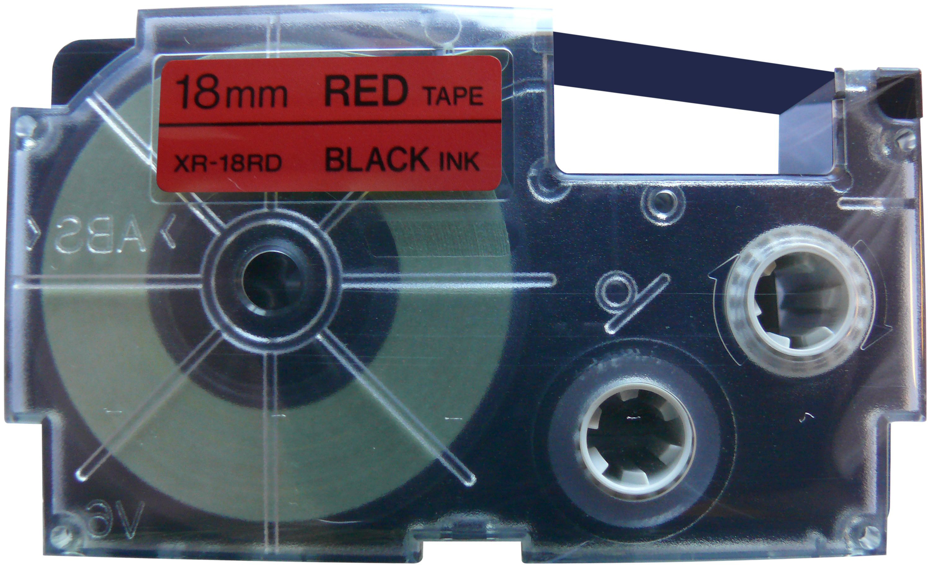 CASIO Beschriftungsband XR-18RD 18mm/8m schwarz/rot