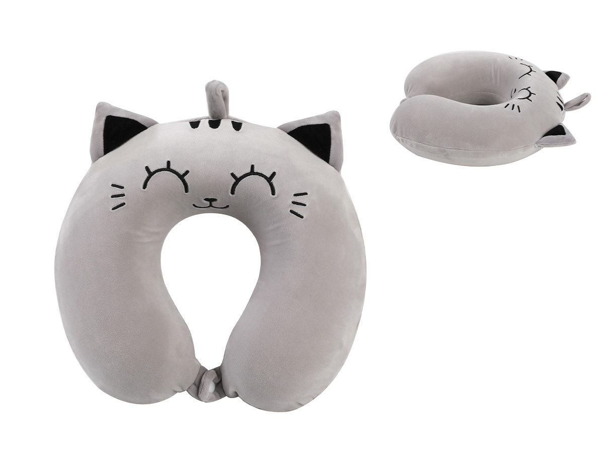 I-TOTAL Reisekissen 30x30x10cm XL2184C Cat grey I-TOTAL Reisekissen 30x30x10cm XL2184C Cat grey