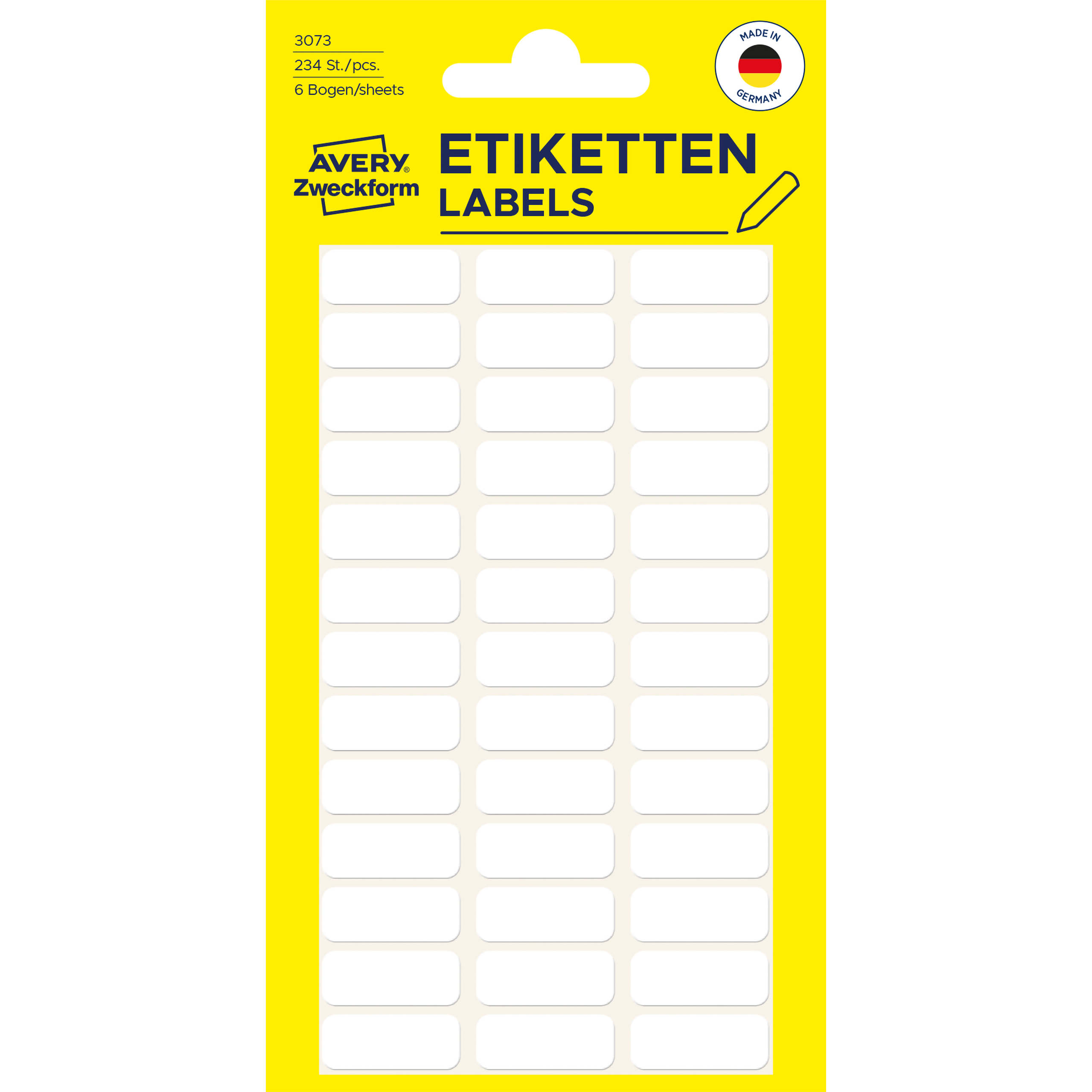 AVERY ZWECKFORM Haushaltetiketten 20×8mm 3073 weiss 234 Stück