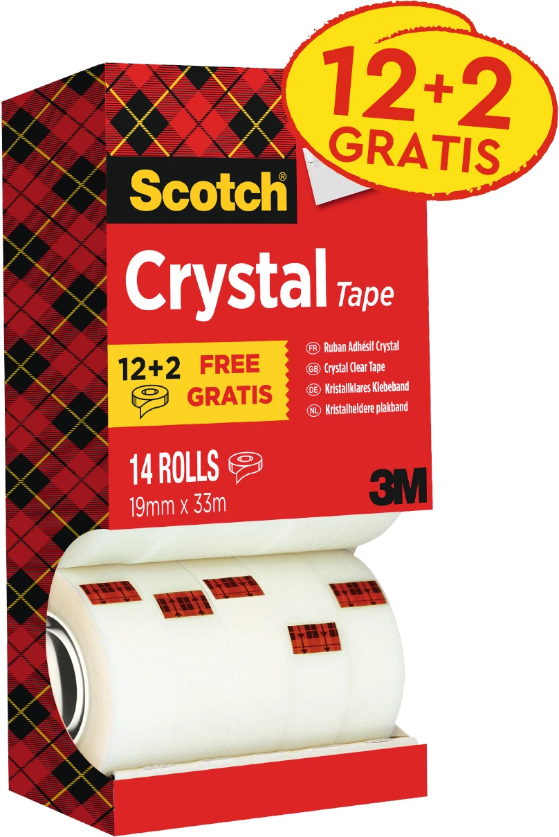 SCOTCH Crystal Tape 19mmx33m 6-1933R14 12 Rollen + 2 gratis