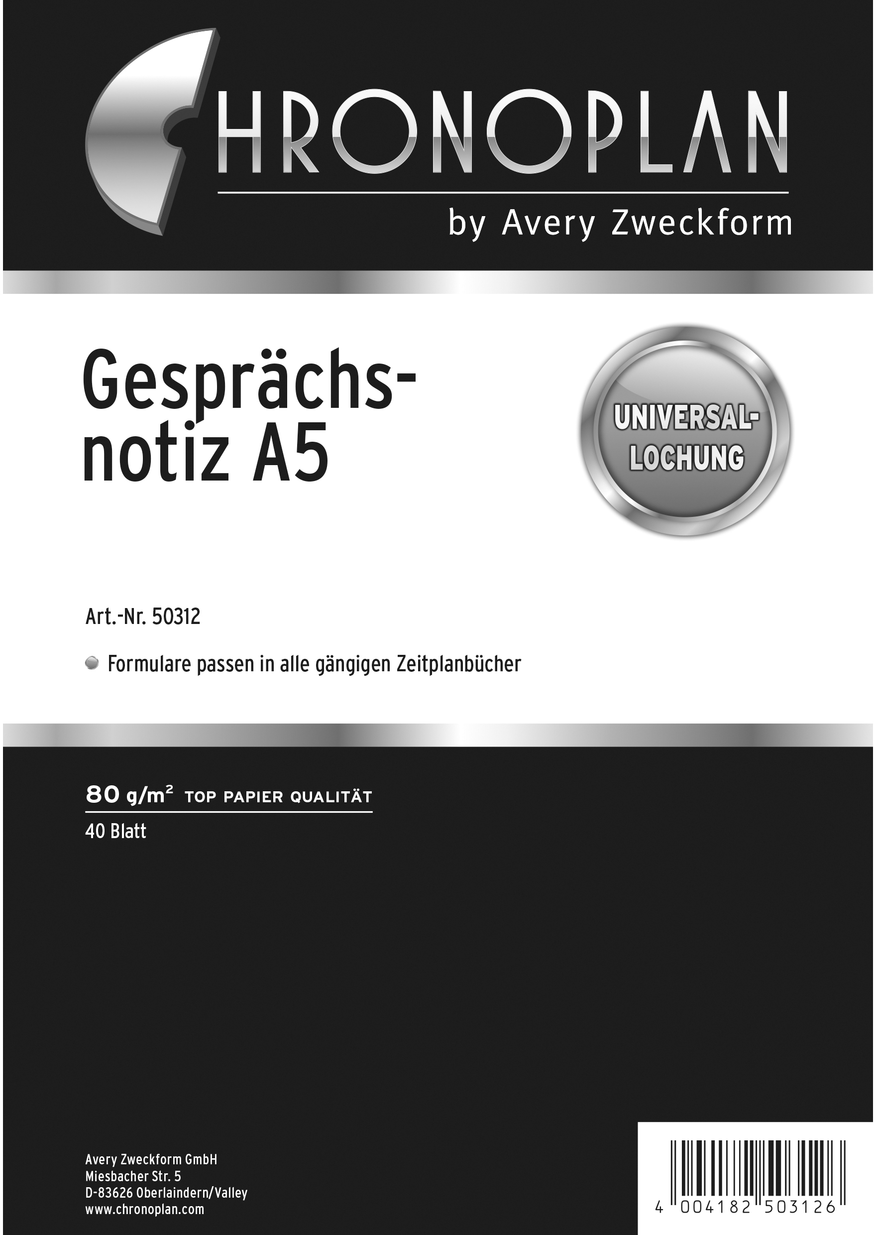 CHRONOPLAN Gesprächsnotizen 50312Z.26 40 Blatt A5