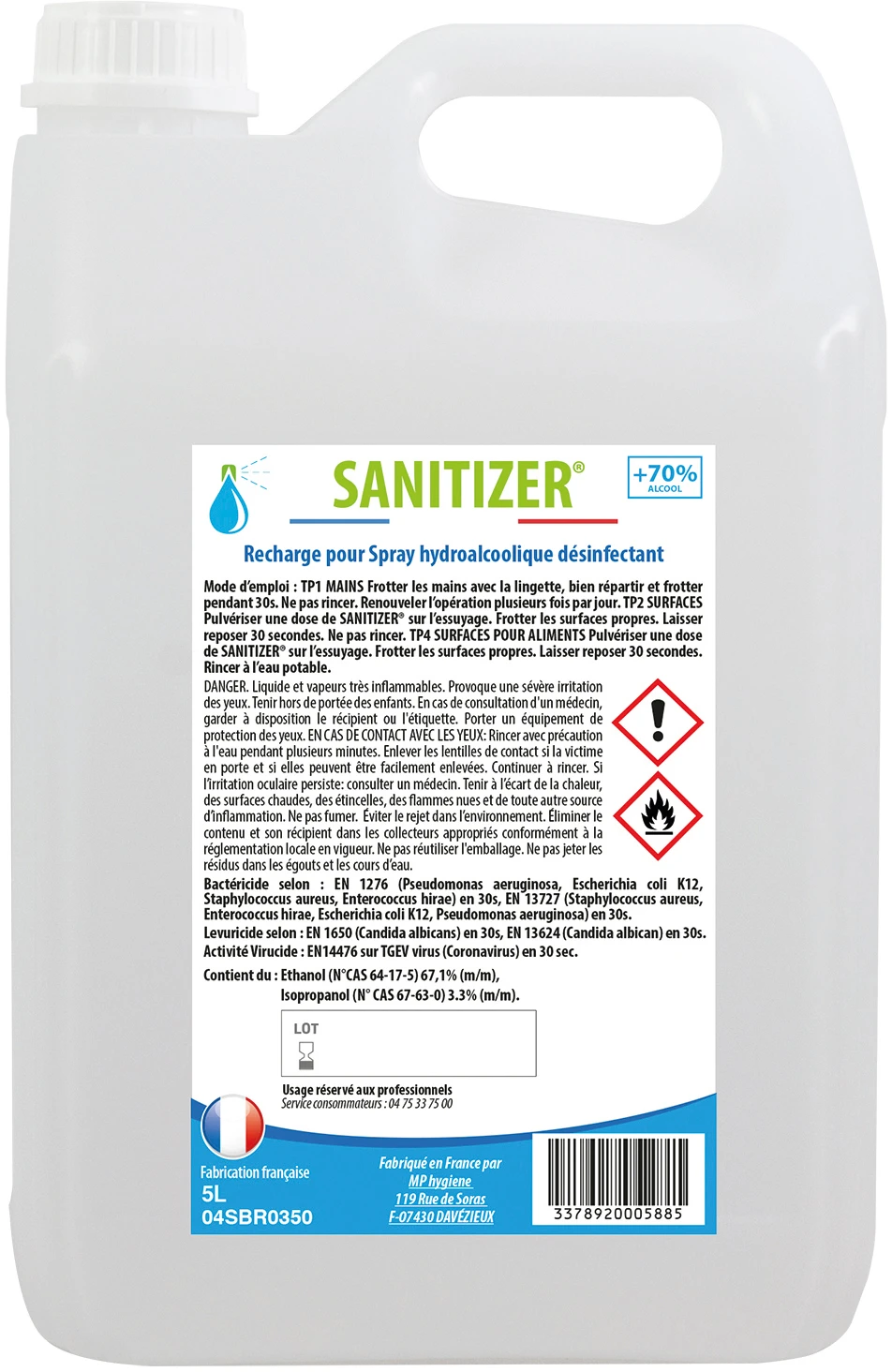 SANITIZER Flächendesinfektion Spray 5lt 42896 Nachfüllbidonhydroalk