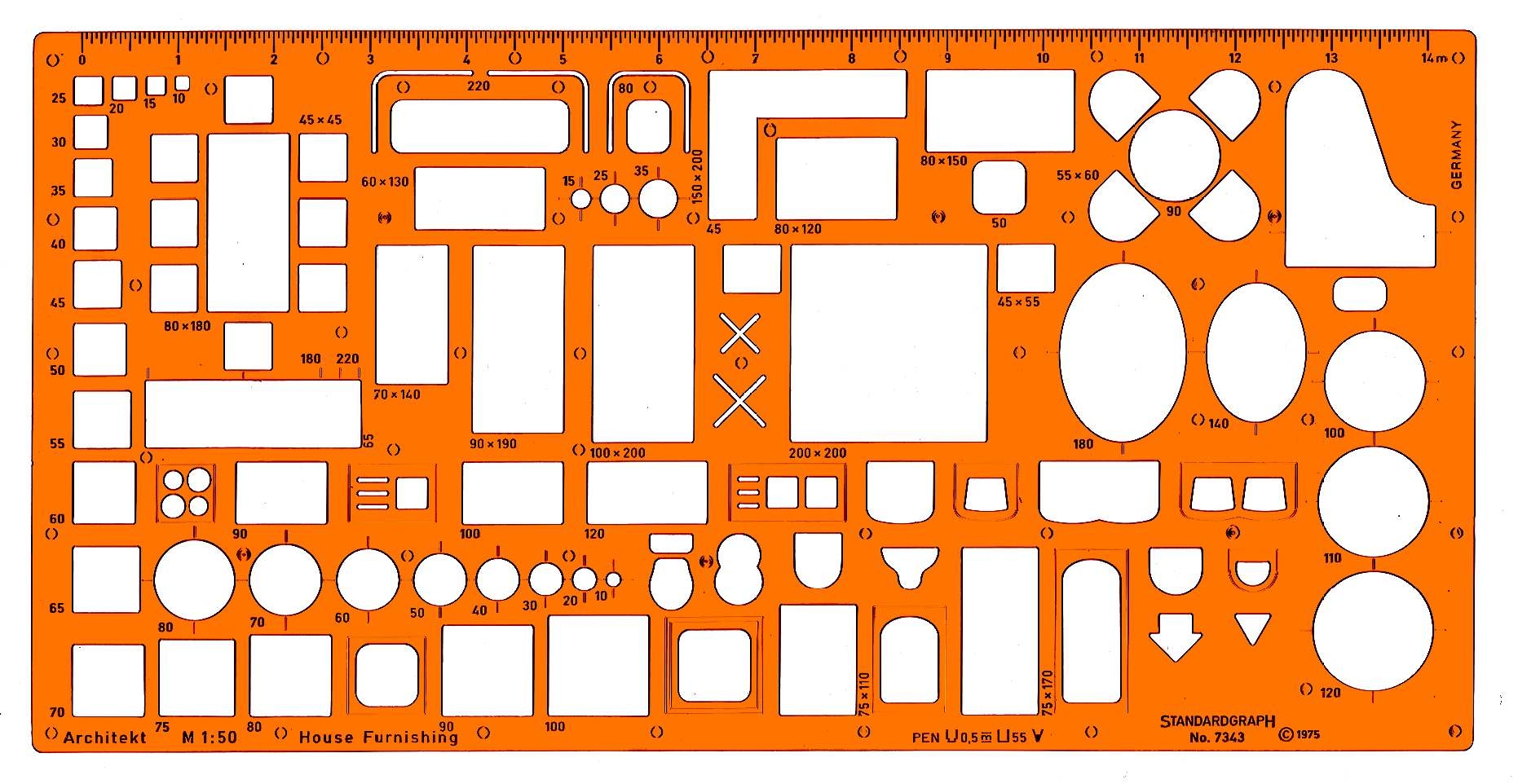 DUX Möblierungsschablone 1:50 7343 Architekt