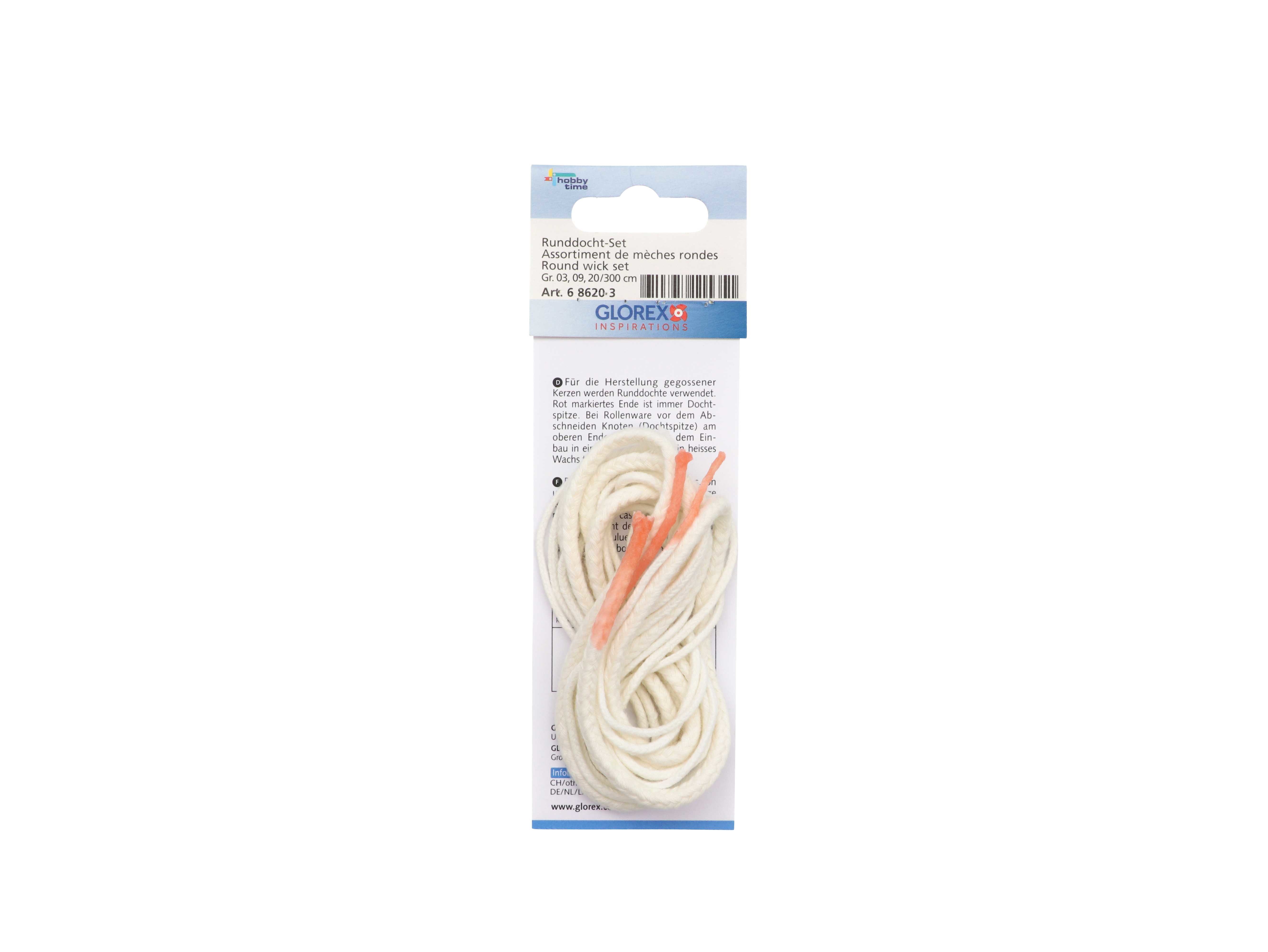 GLOREX Kerzendocht-Set 100cm 686203 Gr. 3,9,20