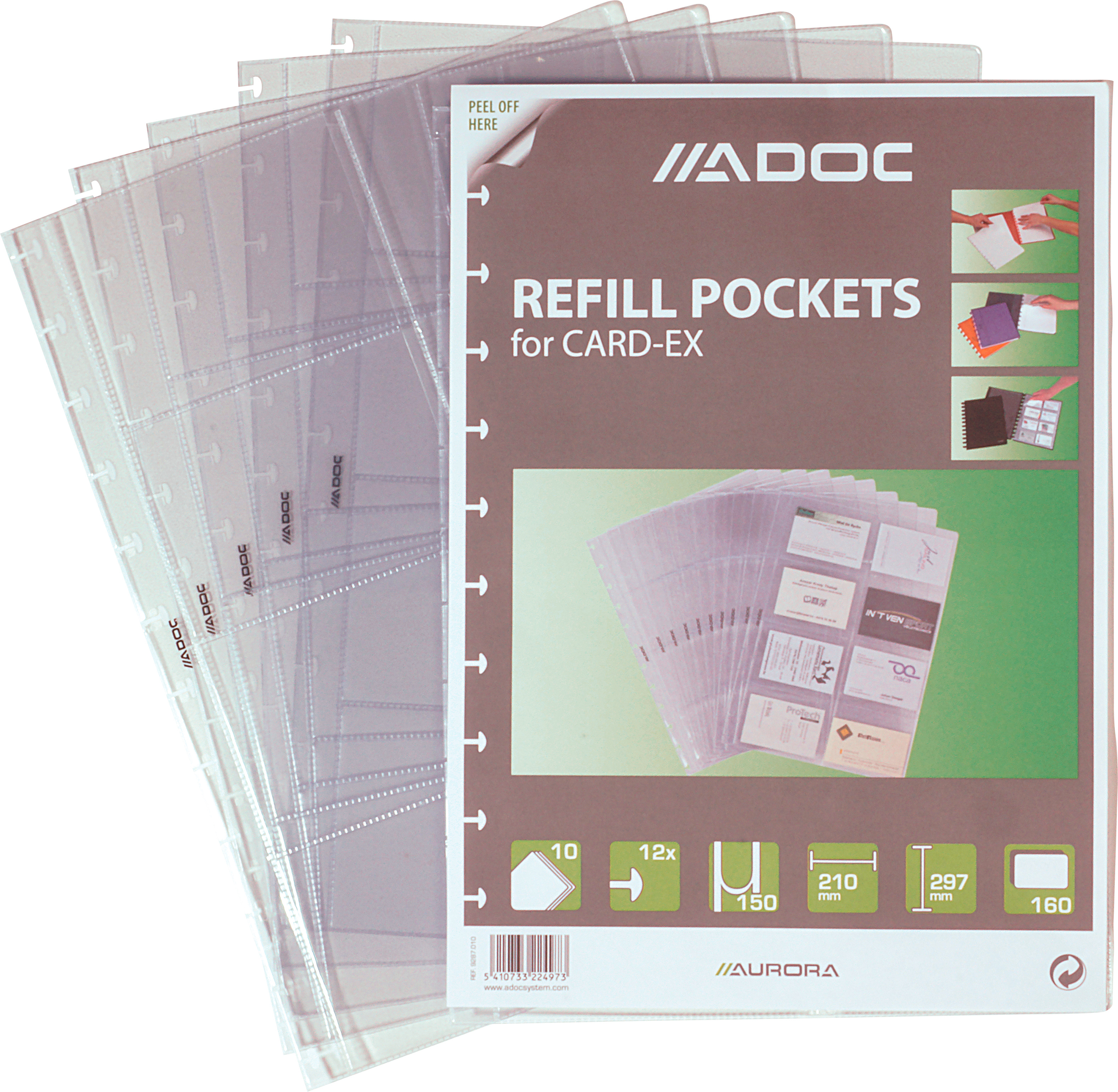 ADOC Dokumententasche Card-Ex A4 9287.010 transparent, 800my 12 Taschen
