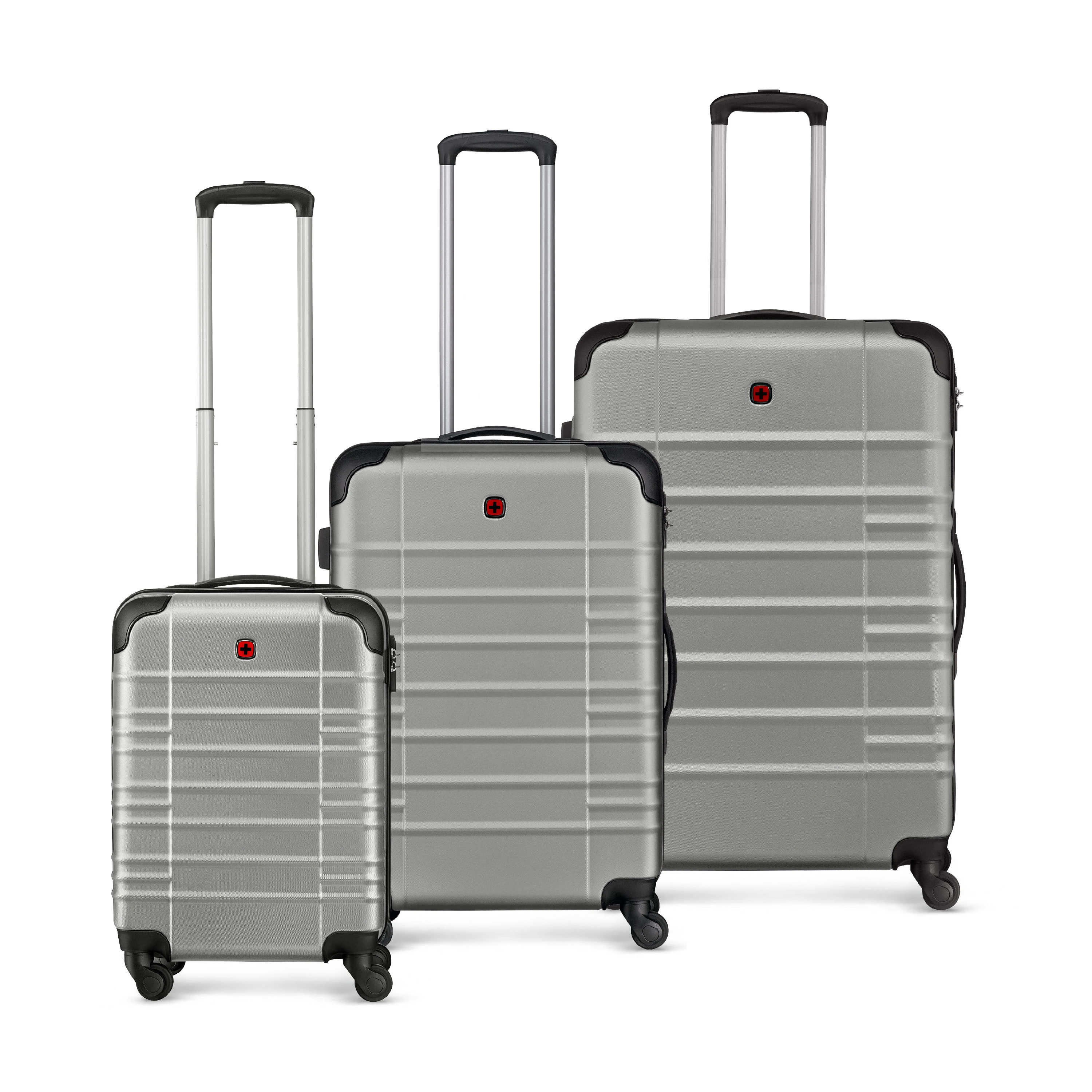 WENGER Amplar Hardside Luggage Silver 653306 3er Set S M L Banderole