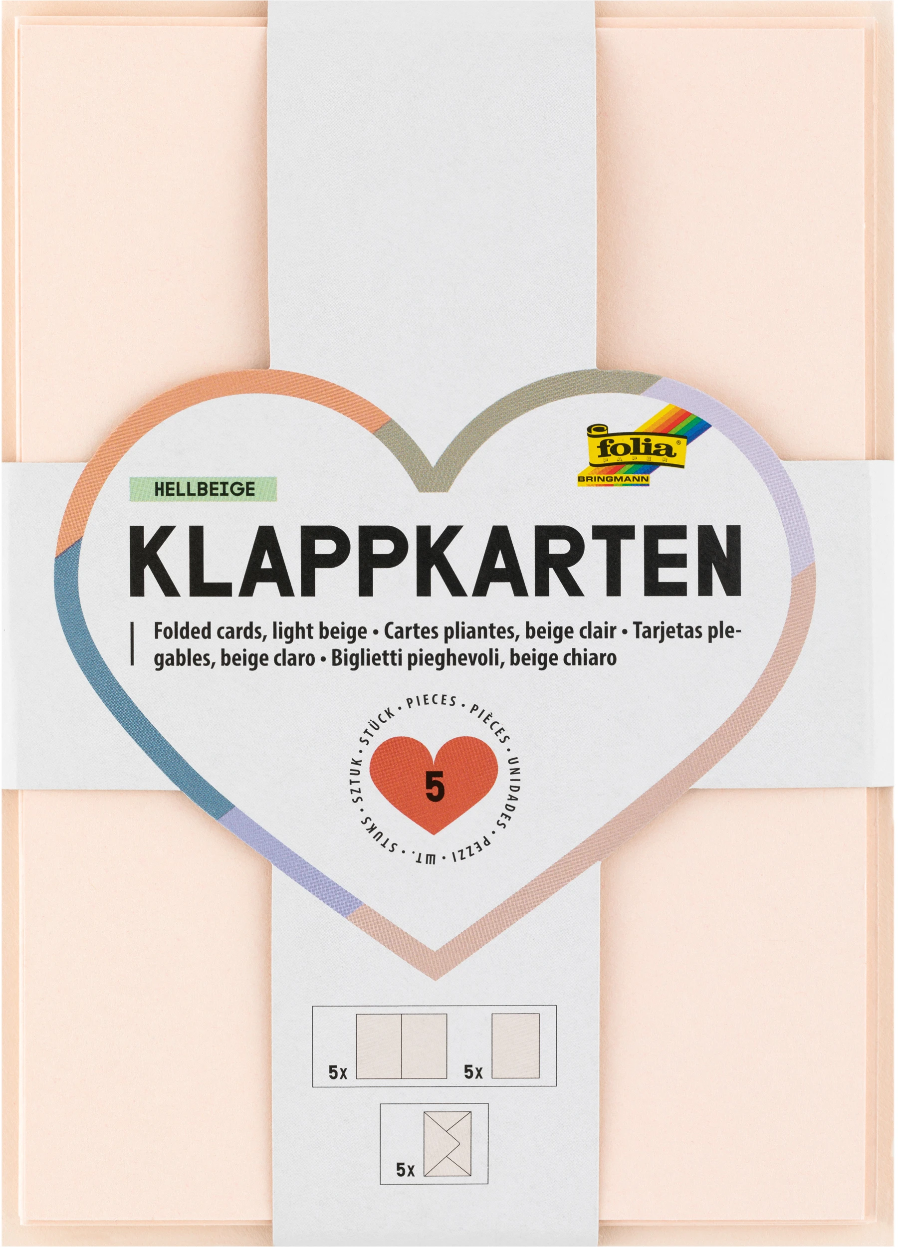 FOLIA Klappkarten A6 150543 220g, hellbeige 5 Stück