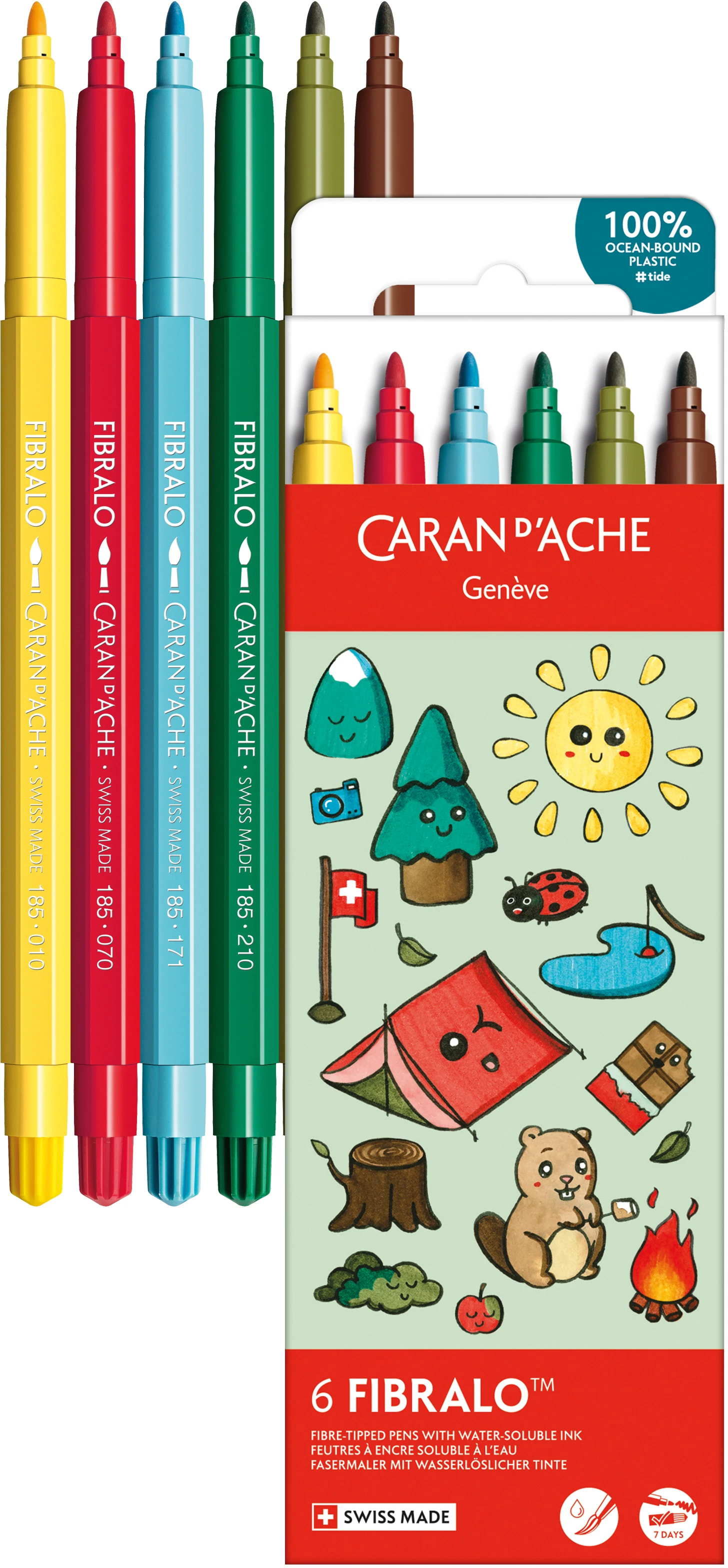 CARAN D'ACHE Fasermaler Fibralo Kawaii 185.804 Swiss Mountain 6 Stück