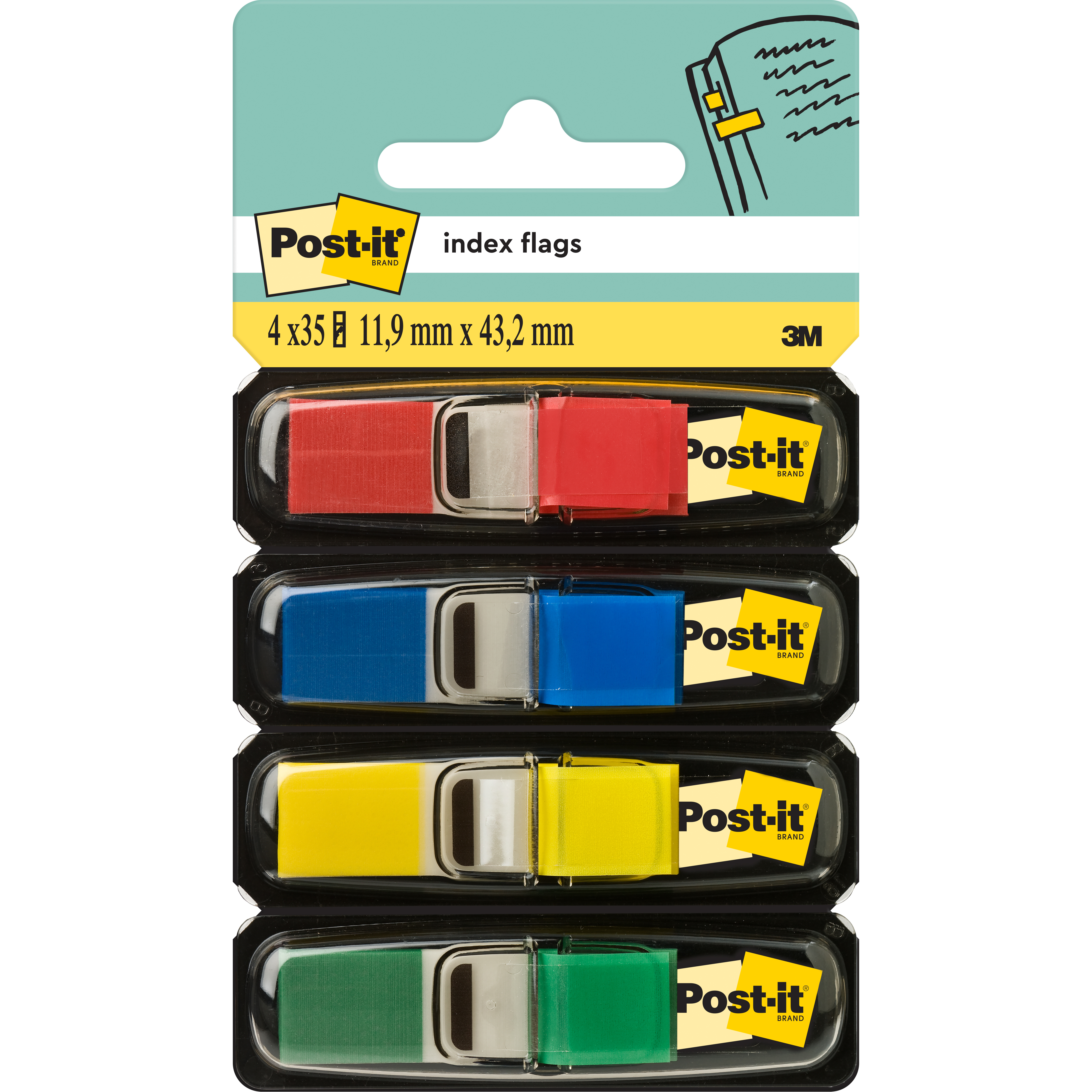POST-IT Index schmal 11.9x43.2mm 683-4 4-farbig ass./4x35 Blatt