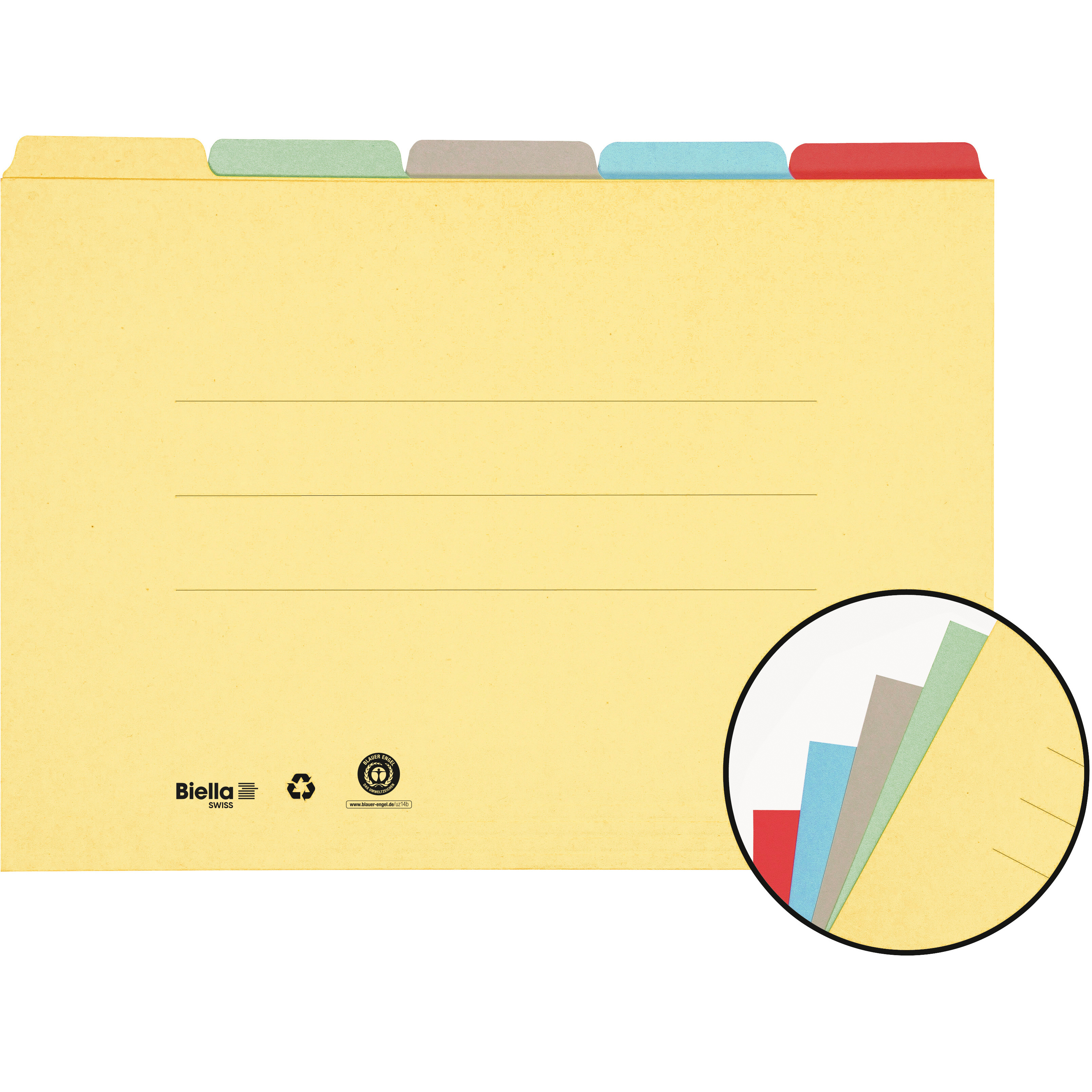 BIELLA Registermappe A4 32543200U farbig assort., 190 Bl. 5 Stk.