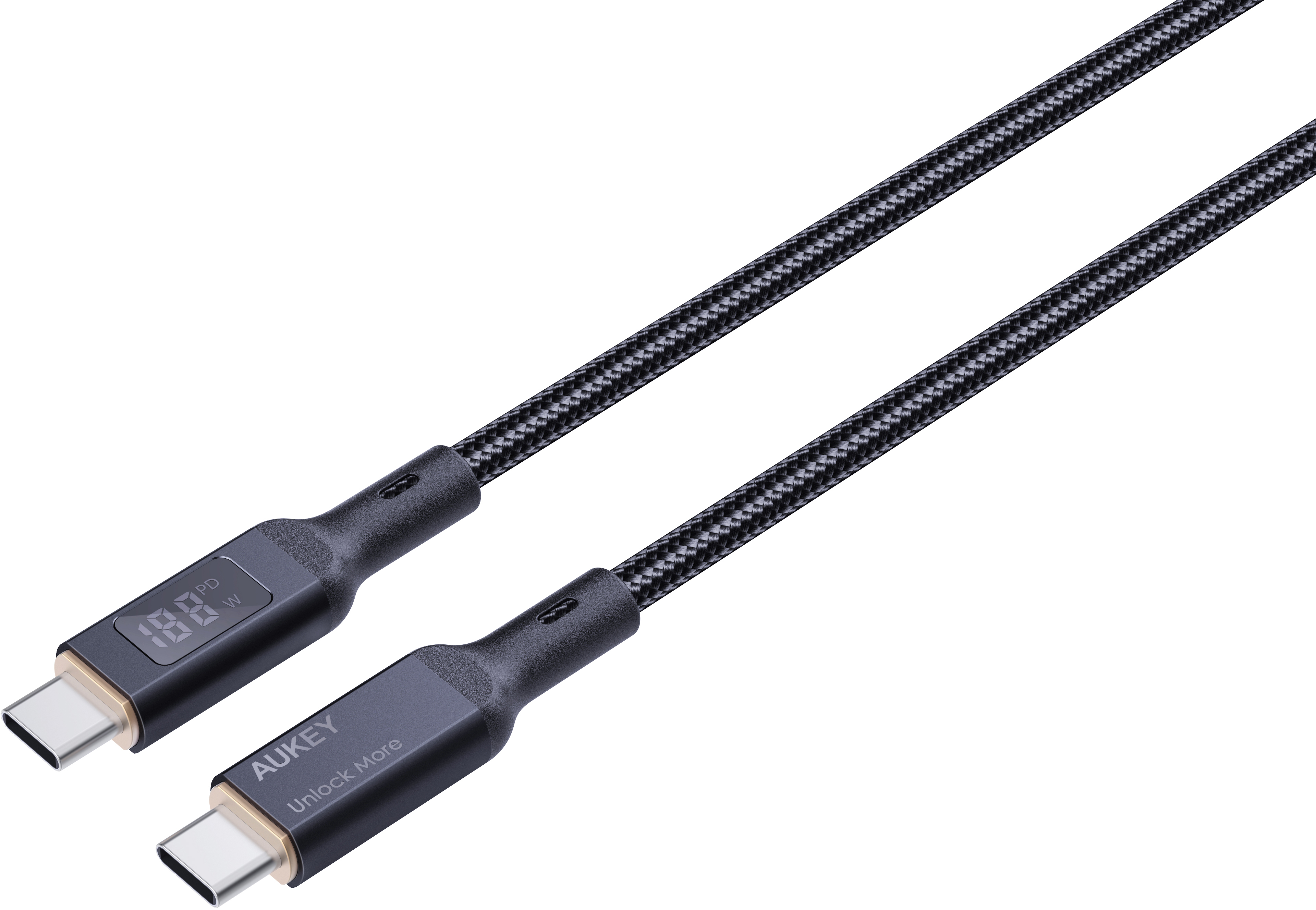 AUKEY Cable USB-C-to-C,LCD Display CB-MCC101 1.0m,Nylon Braided,100W,Bl. AUKEY Cable USB-C-to-C,LCD Display CB-MCC101 1.0m,Nylon Braided,100W,Bl.