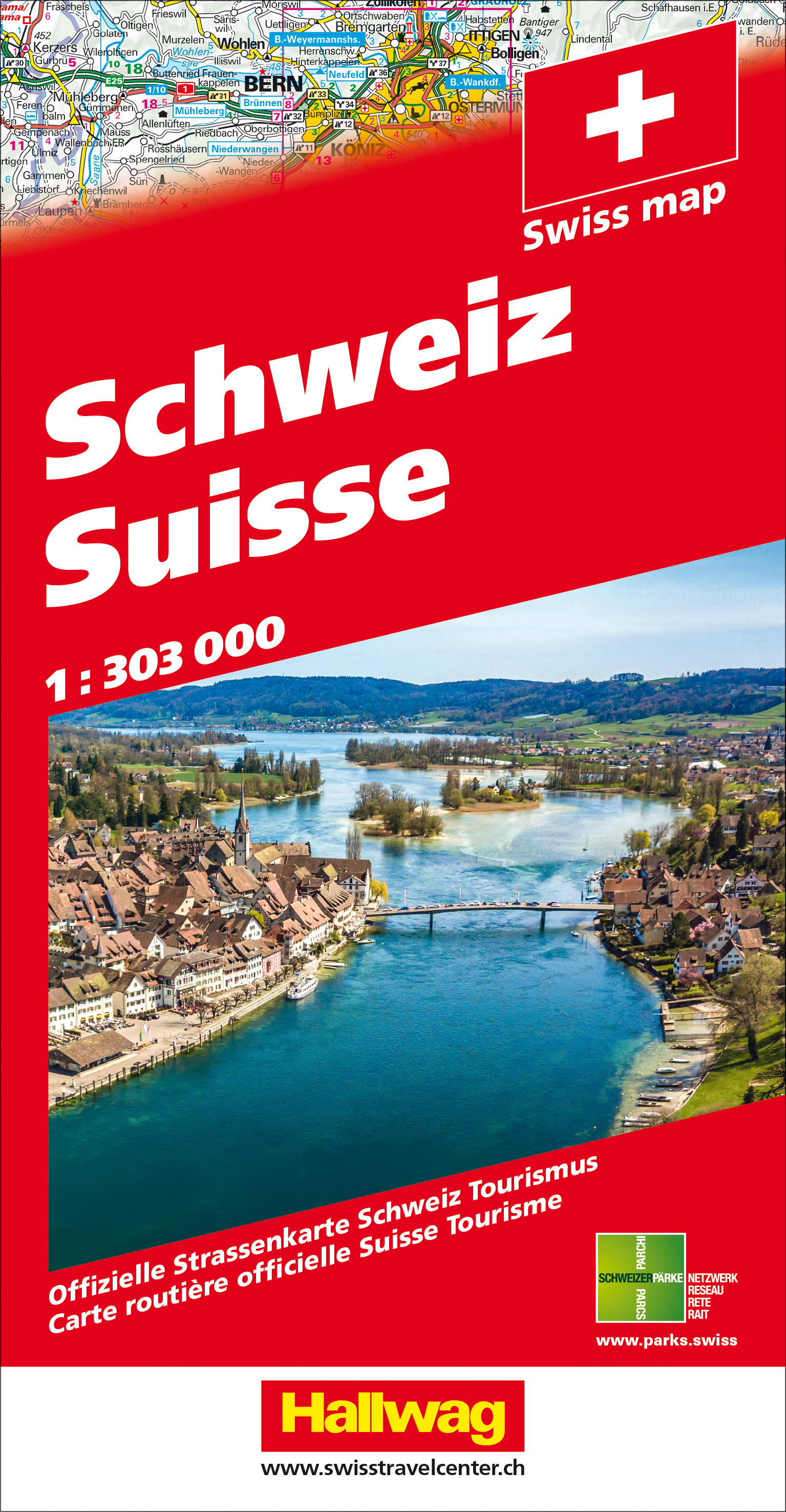 HALLWAG Strassenkarte 3-8283-1048- Schweiz 1:303 000