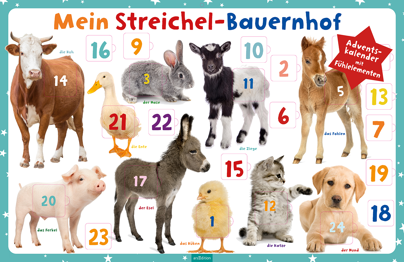 ARS EDITION Adventskalender 62x40.2cm 12552 Streichel-Bauernhof
