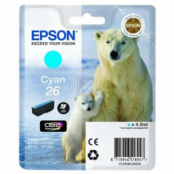 EPSON Tintenpatrone cyan T261240 XP 700/800 300 Seiten EPSON Tintenpatrone cyan T261240 XP 700/800 300 Seiten