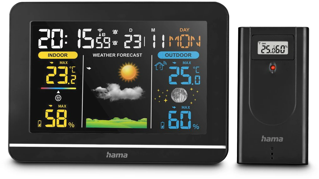 HAMA Wetterstation Usedom 222242 schwarz, mit Sensor