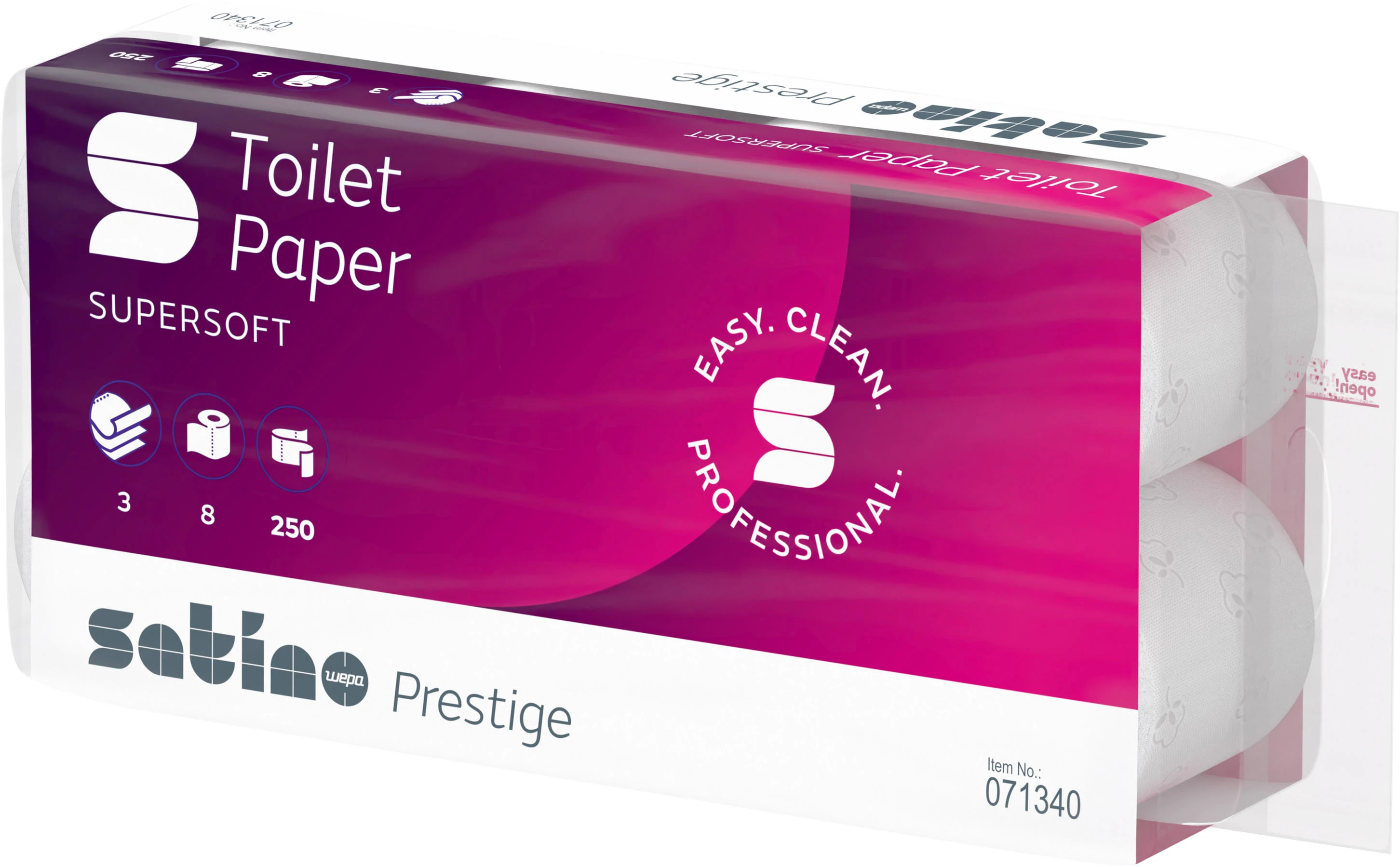 SATINO Toilettenpapier HiLine 071340 3-lagig, 8 Rollen à 250 Blatt