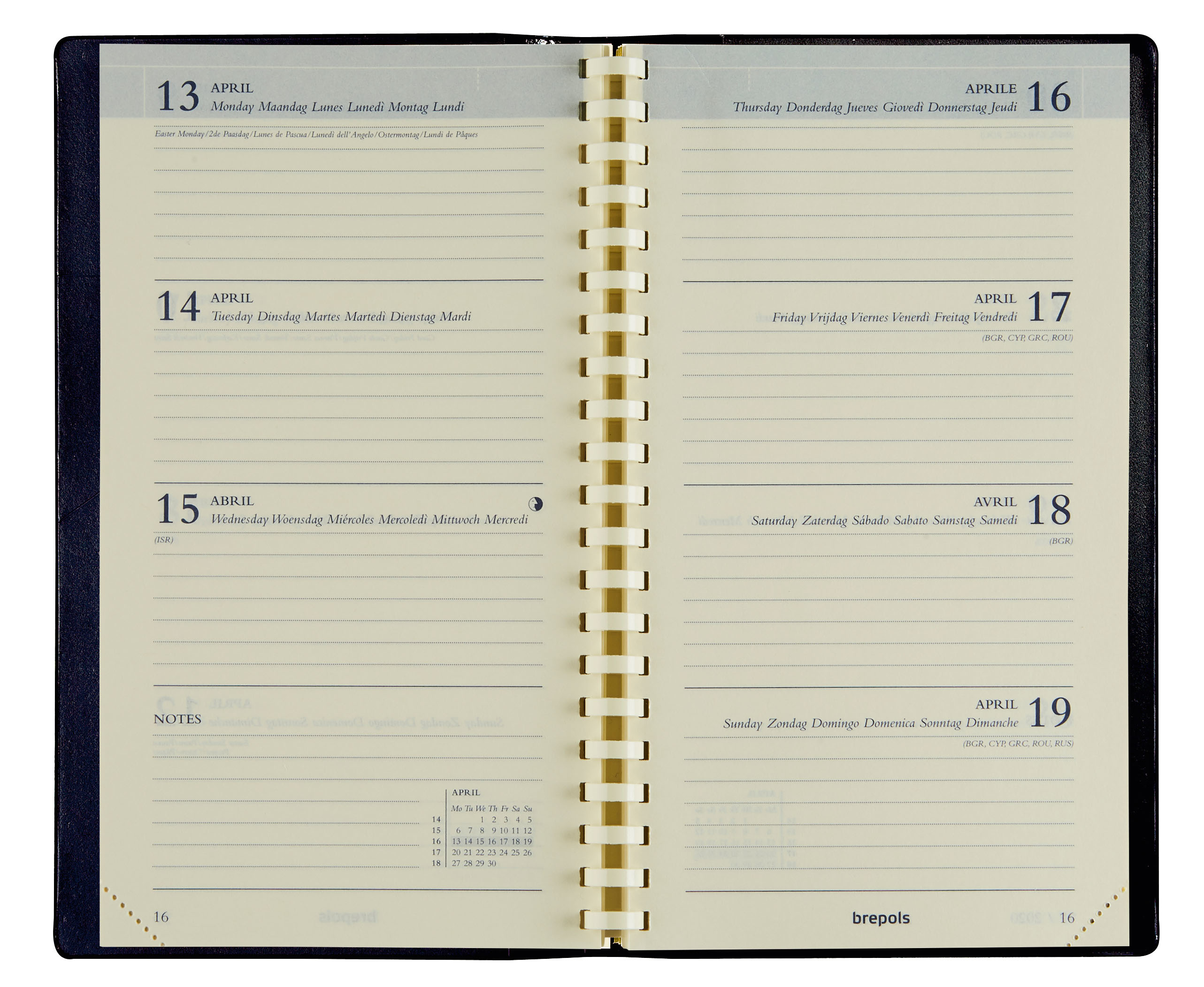 BREPOLS Agenda Interplan 2026 0.736.9900 1W/2S Ersatz chamois 9x16cm