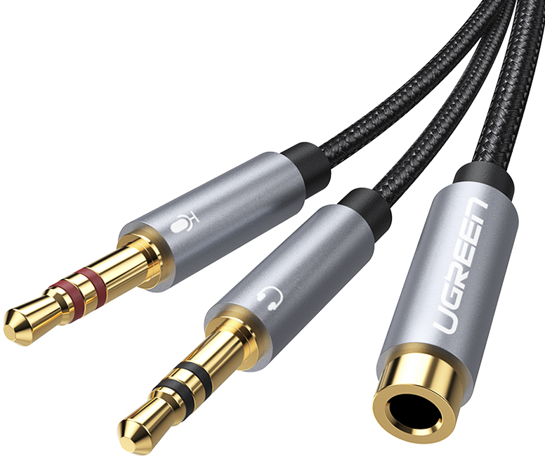 UGREEN Audio Cable 3.5mm Fem./2 Male 20899 aluminum Case, Black