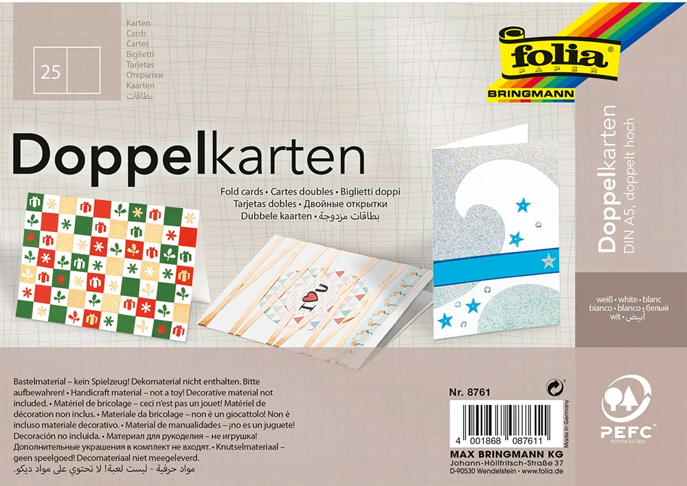 FOLIA Doppelkarten A5 8761 weiss 25 Stück
