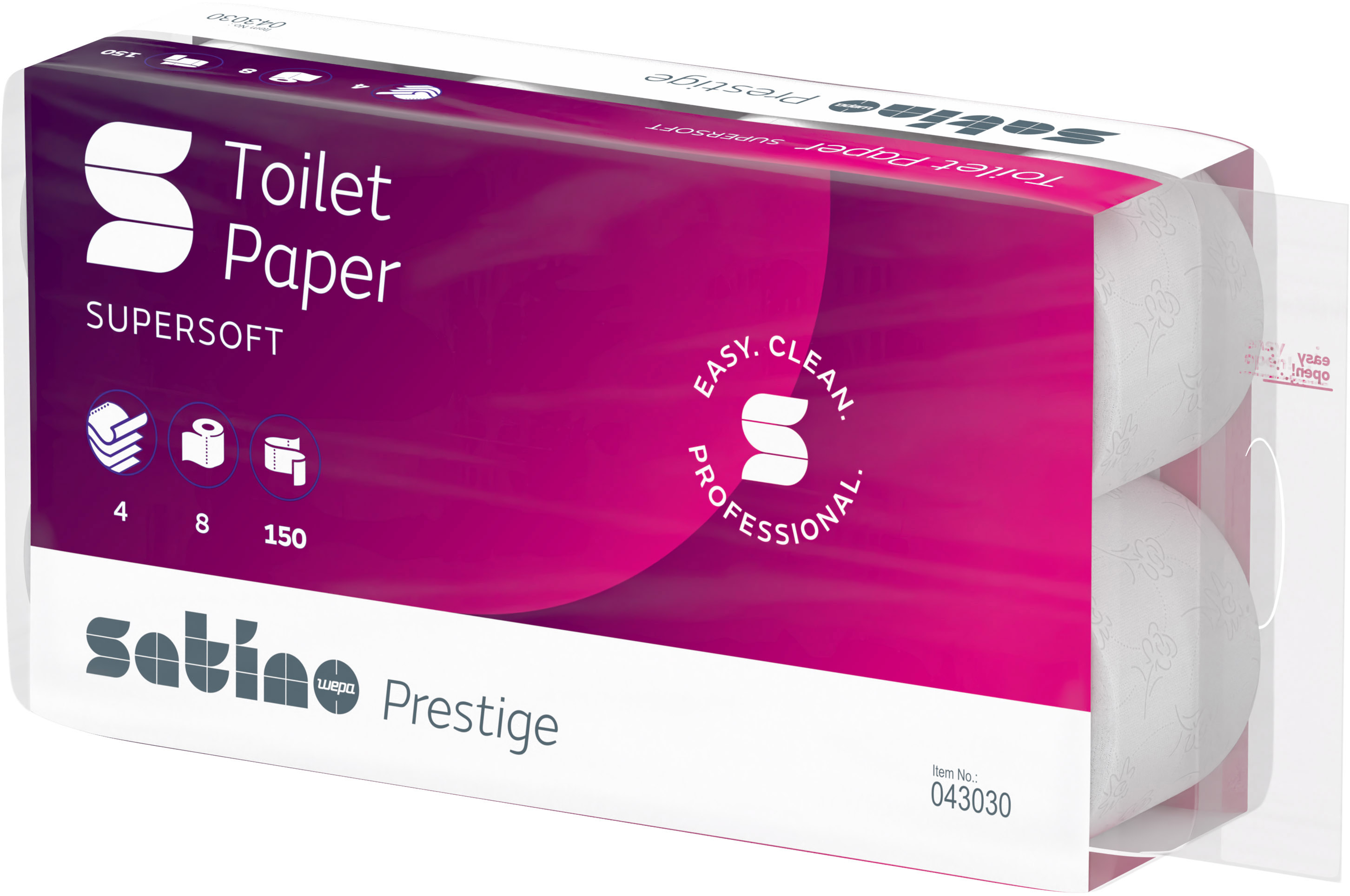 SATINO Toilettenpapier Prestige 2078393 4-lagig, 8 Rollen, hochweiss