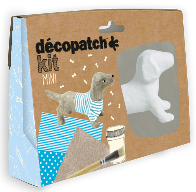 DECOPATCH Bastelset Dackel KIT026C Bogen, Tier, Pinsel, Lack
