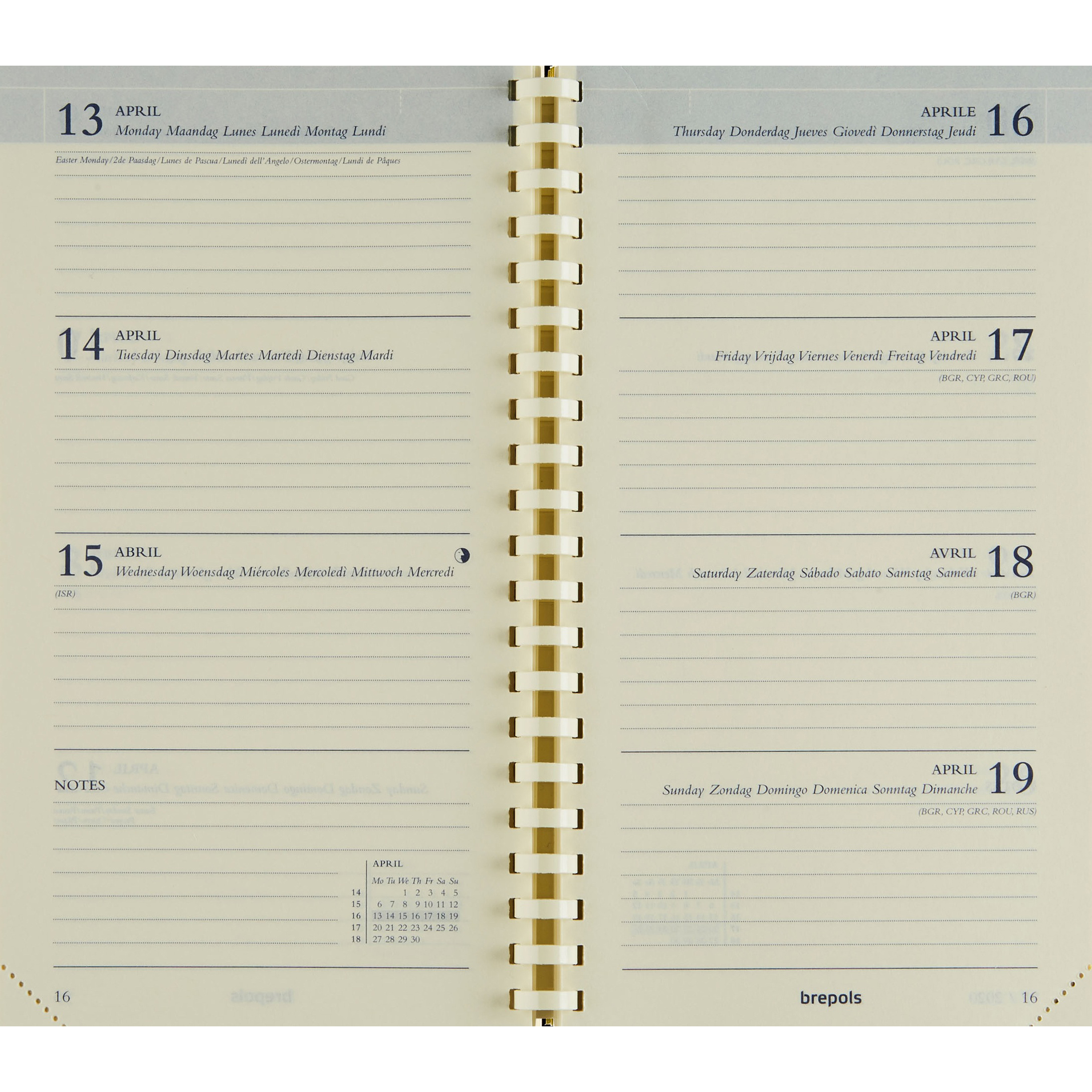 BREPOLS Agenda Interplan 2026 0.736.9900 1W/2S Ersatz chamois 9x16cm