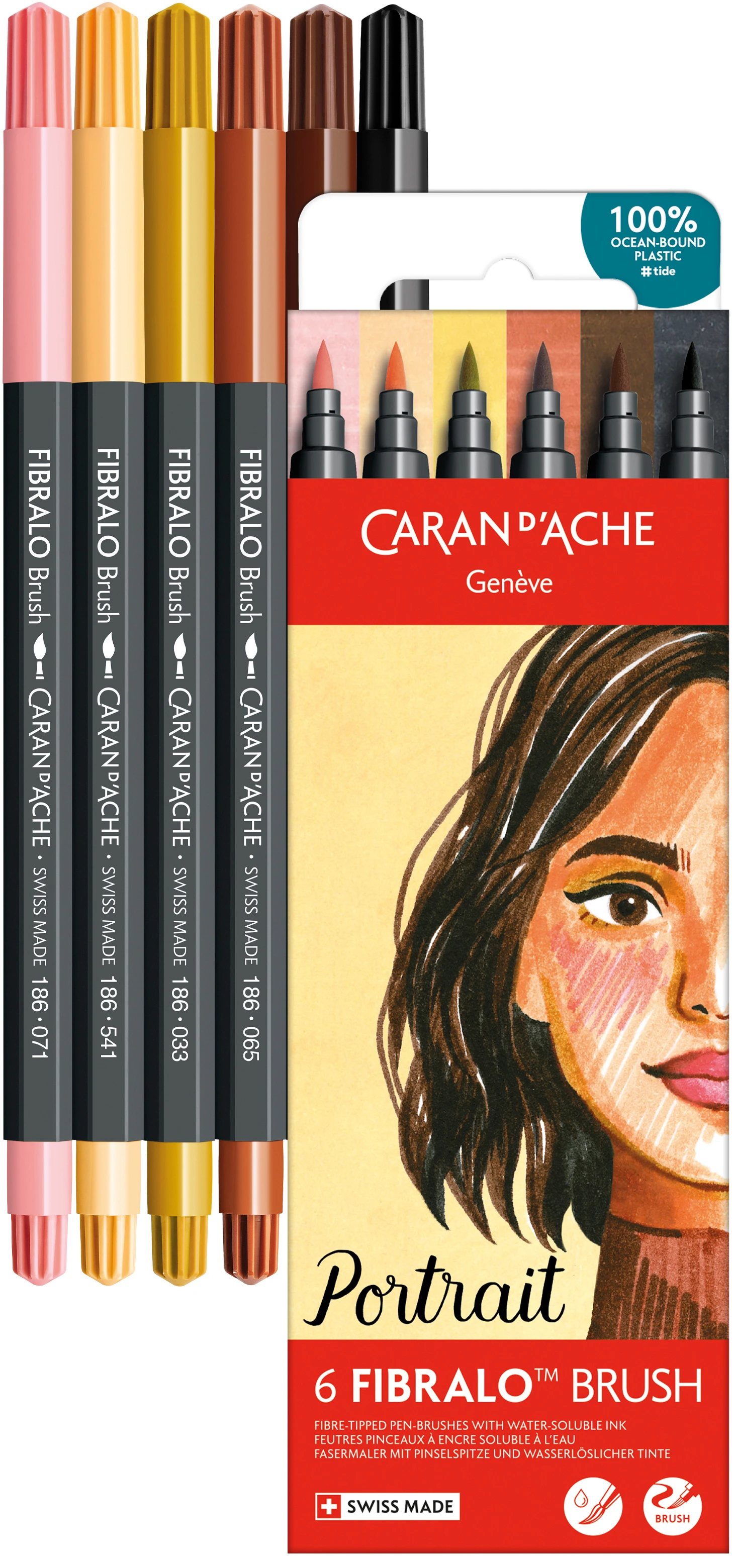 CARAN D'ACHE Classic Fibralo Brush 0.5-5mm 186.803 Portrait 6 Stück