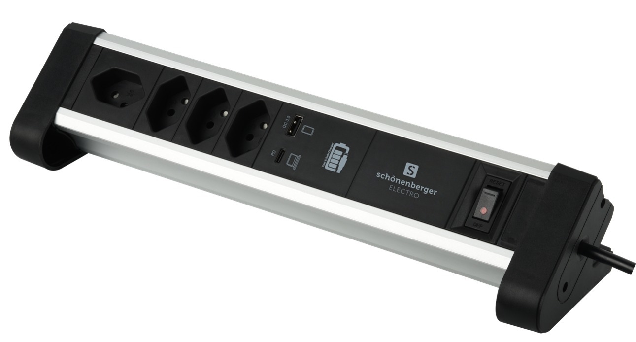 S-ELECTRO Tischsteckdosenleiste Alu 85.835.4AL USB C/A