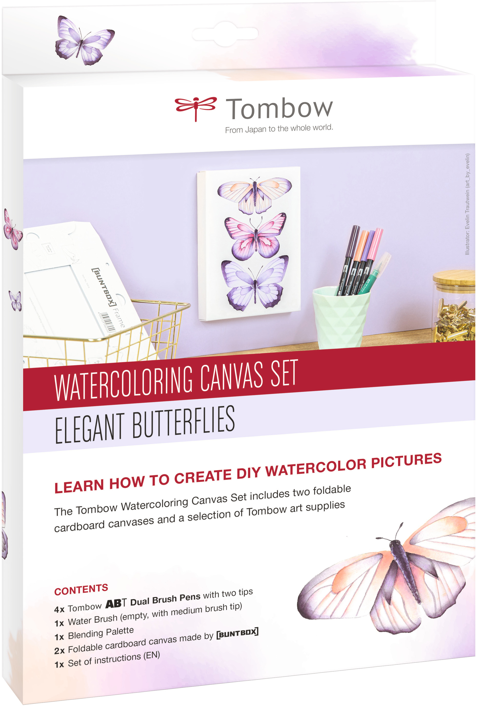 TOMBOW Leinwand Set CANVAS-SET1 Schmetterlinge 8-teilig