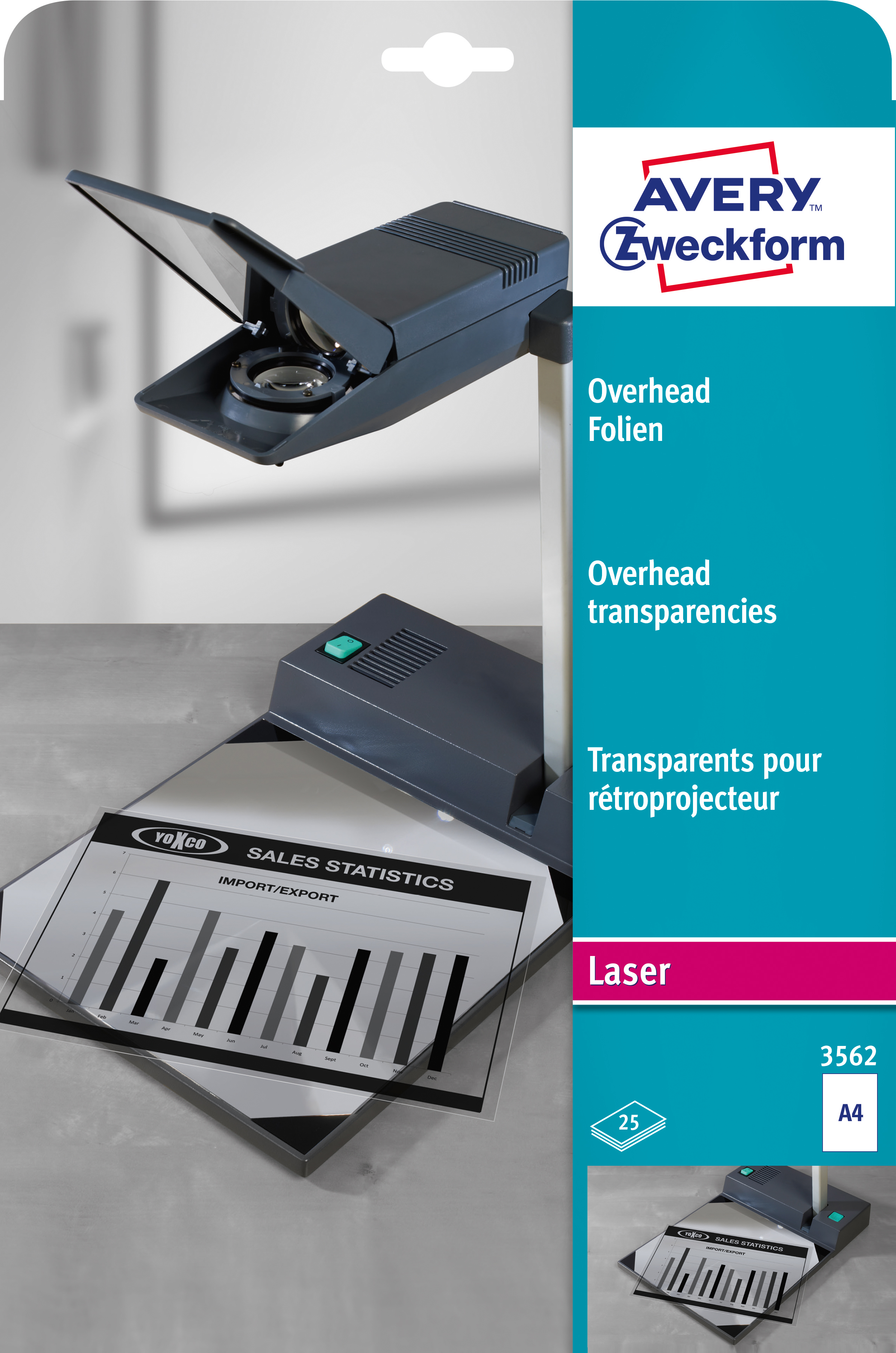 AVERY ZWECKFORM Overhead-Folie A4 3562 0.10mm Laser 25 Blatt