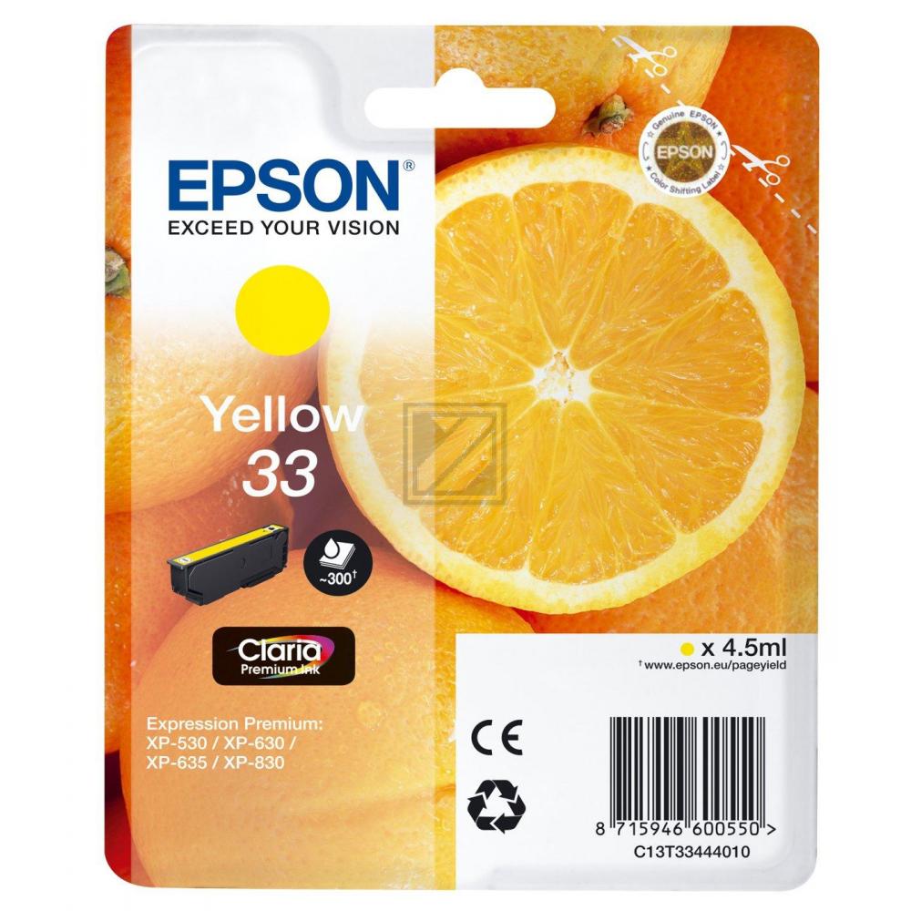 EPSON Tintenpatrone 33 yellow T334440 XP-530/630/830 300 Seiten EPSON Tintenpatrone 33 yellow T334440 XP-530/630/830 300 Seiten