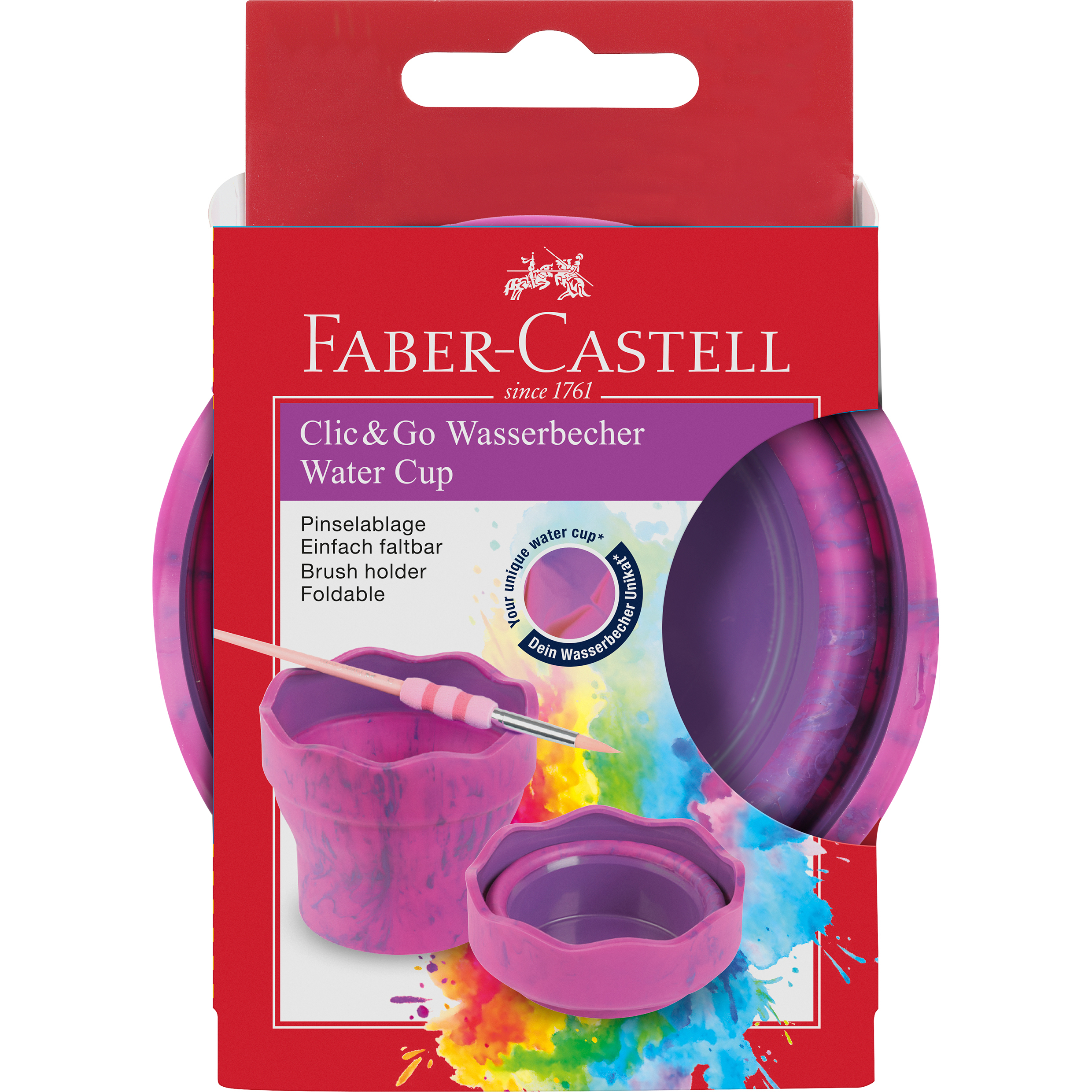 FABER-CASTELL Wasserbecher Clic&Go 181527 pink, für Pinsel