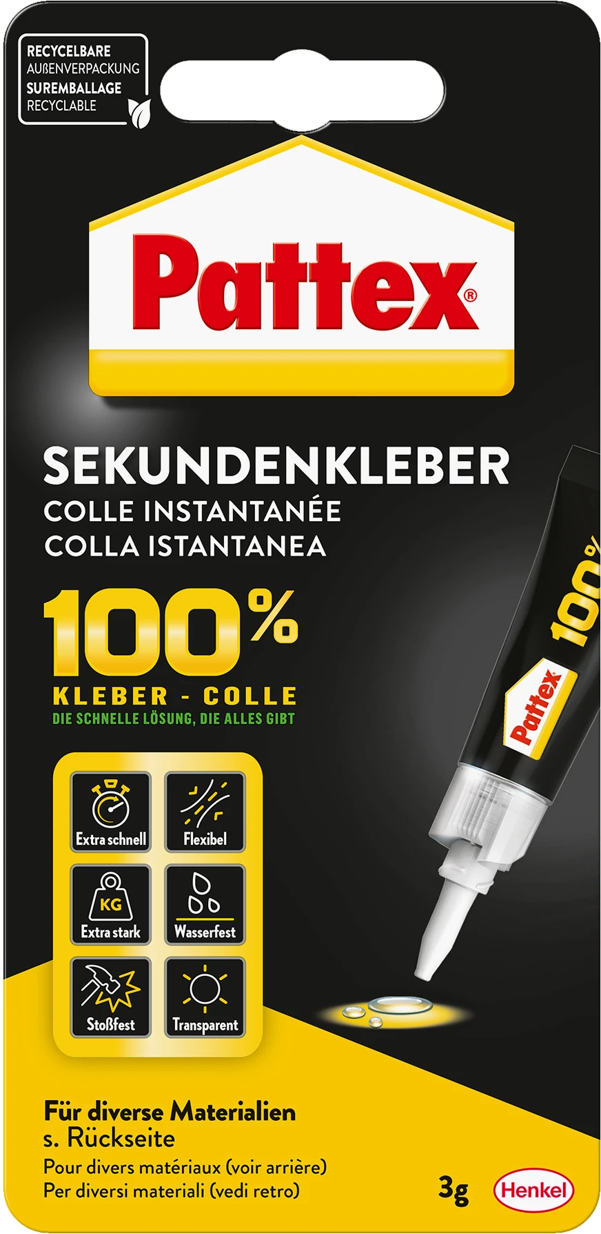PATTEX Sekundenkleber Repair 100% 45-900-327 Gel 3g