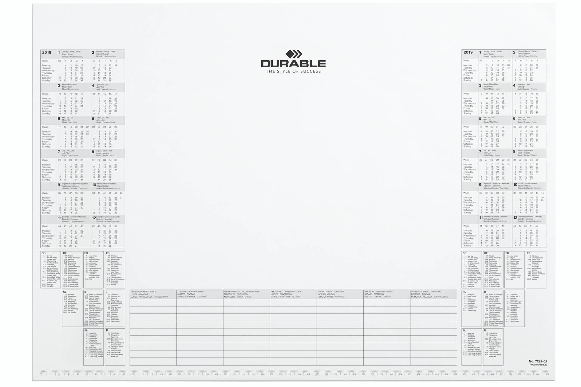 DURABLE Schreibunterlage 57x41cm 729202 Kalenderblock, 2024-2025