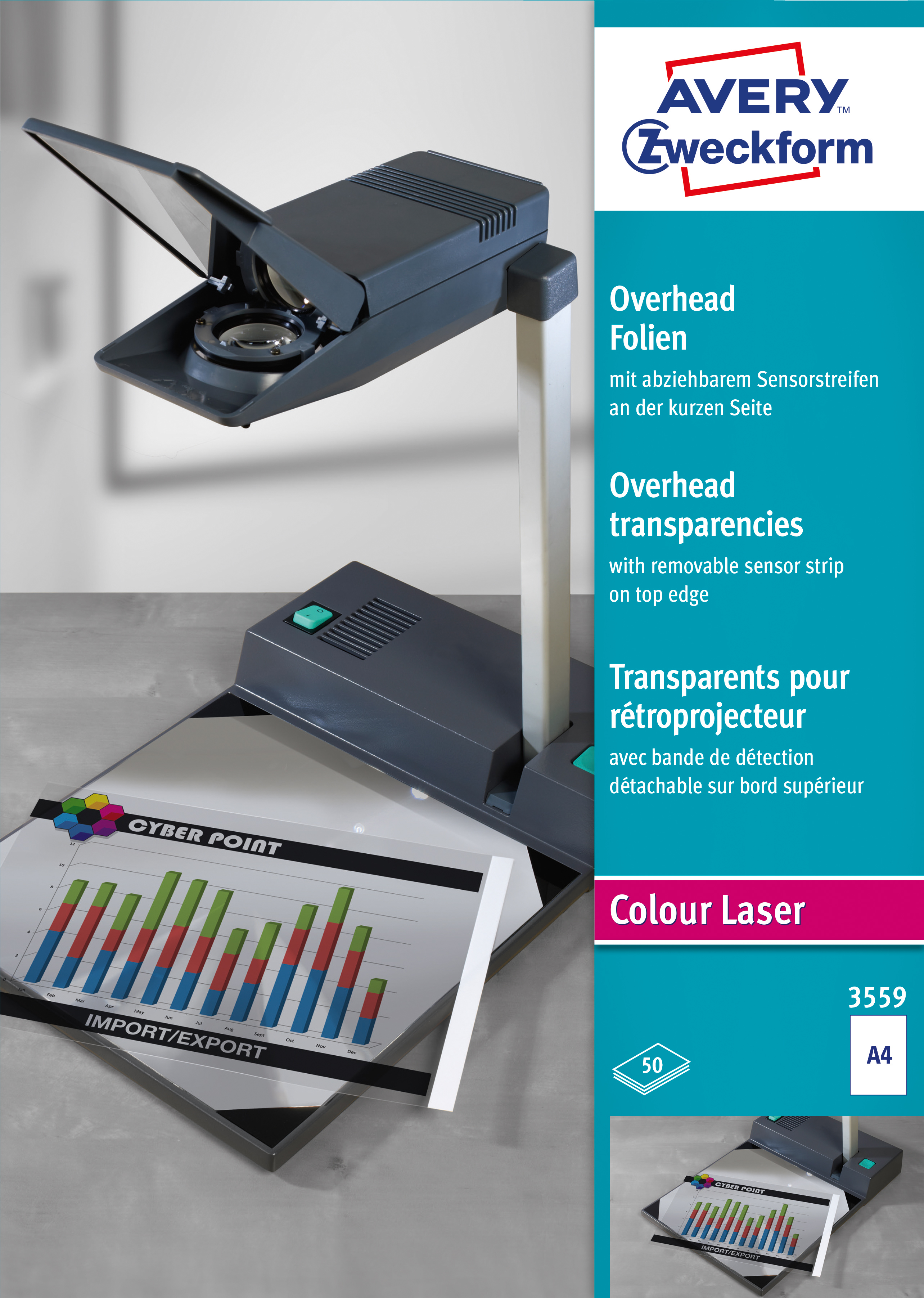 AVERY ZWECKFORM Overhead-Folie A4 3559 0,10mm Laser 50 Blatt